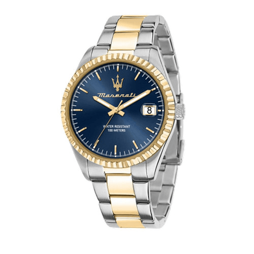 Montre Maserati 3 aiguilles date mouvement miyota 2415 43 mm acier bicolore 10atm