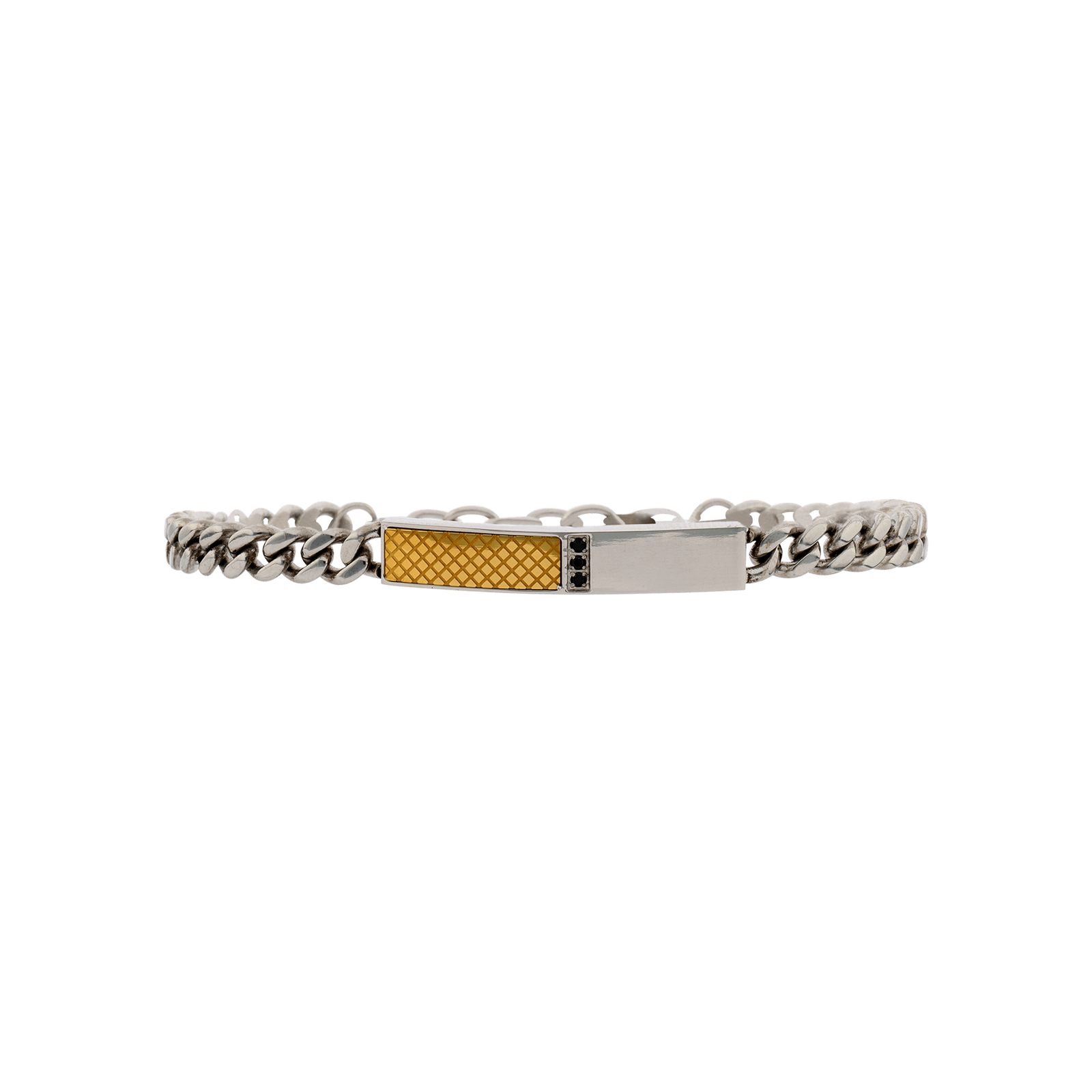 bracelet callas acier plaqué acier et doré 3 zirconia cubique noires 21 mm