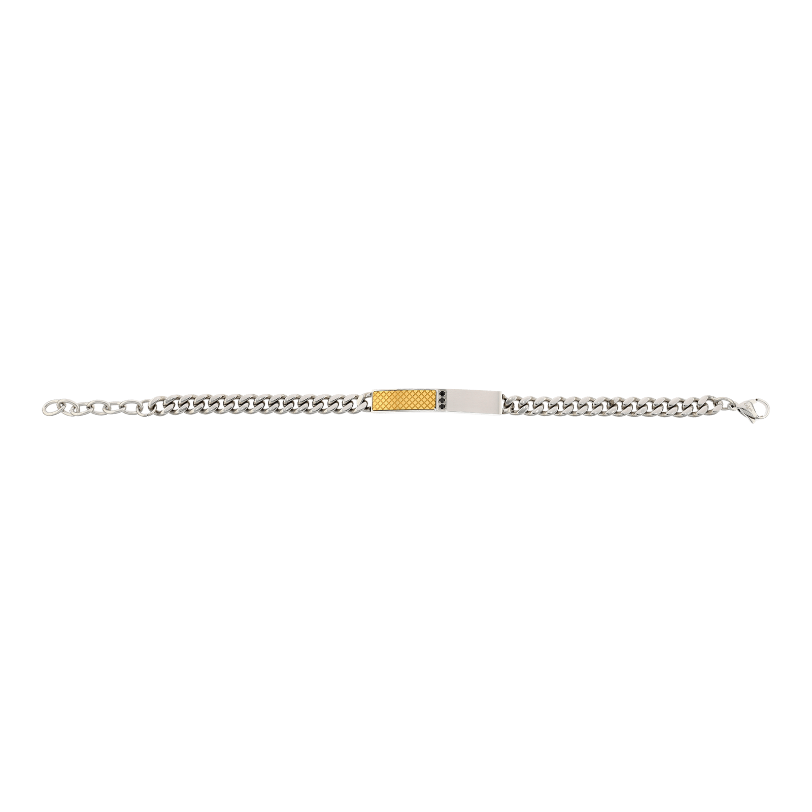 bracelet callas acier plaqué acier et doré 3 zirconia cubique noires 21 mm