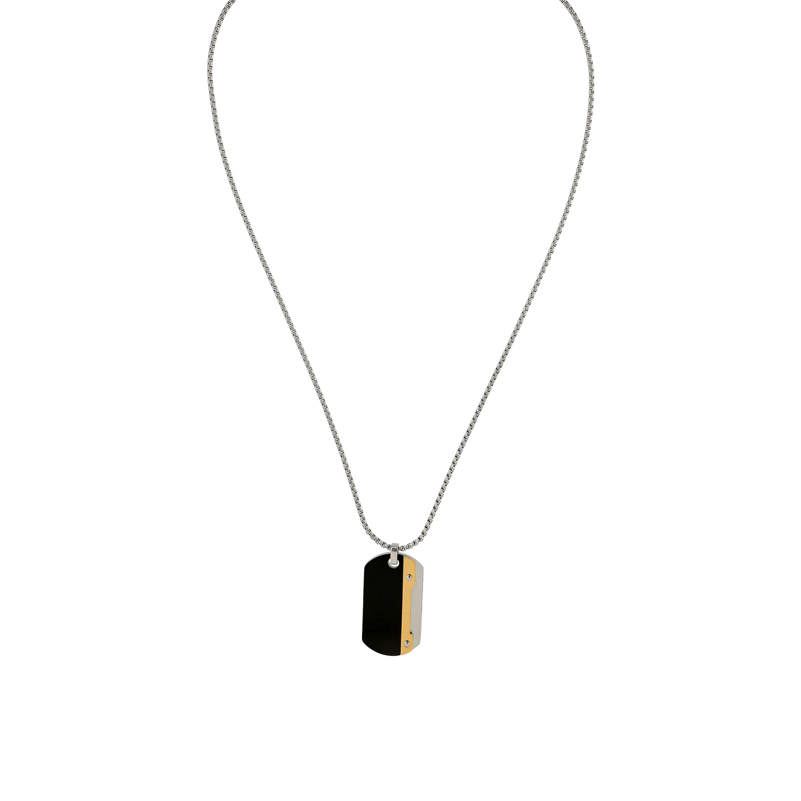 Pendentif noire mat et Acier et Acier doré
