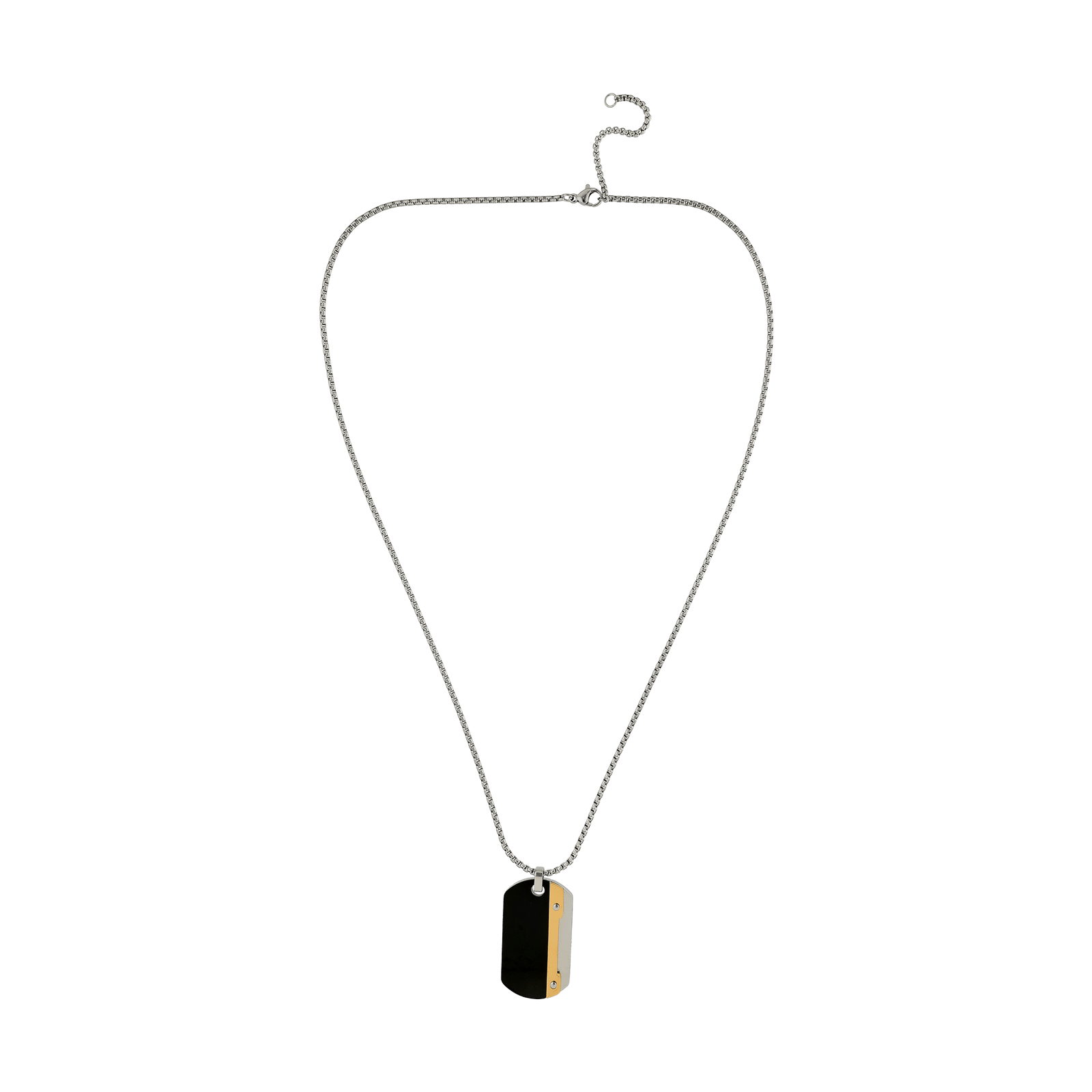 Pendentif noire mat et Acier et Acier doré
