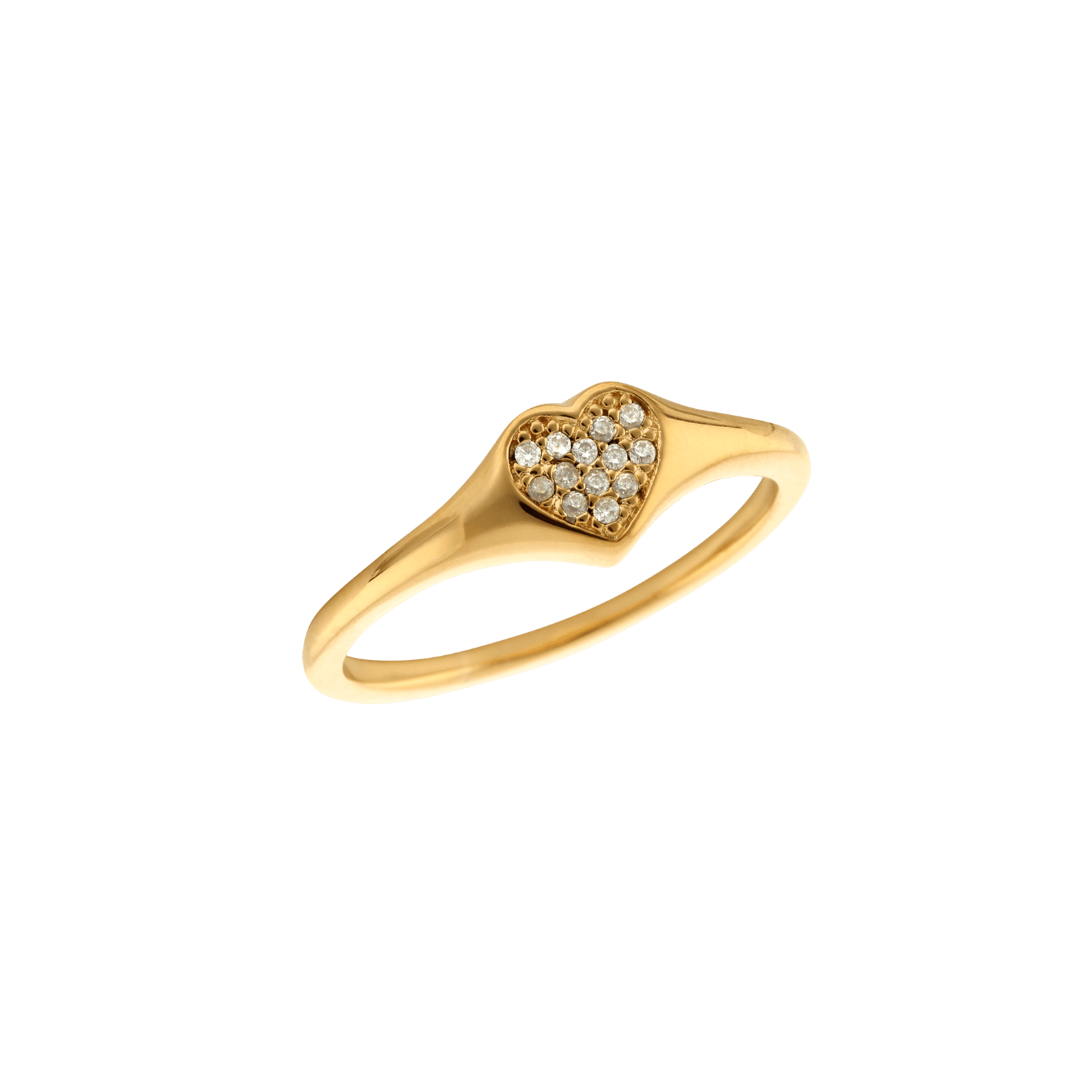 Bague plaqué or centre coeur sertie Oxyde de Zirconium