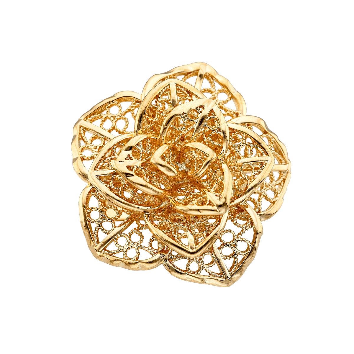 Bague Plaqué or Fleur Filigrane Grand Modèle - taille 56