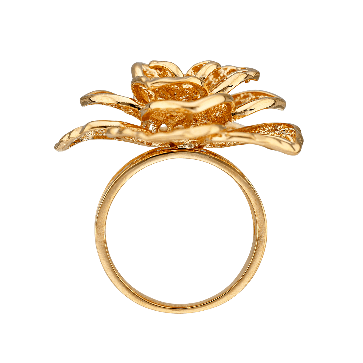 Bague Plaqué or Fleur Filigrane Grand Modèle - taille 60