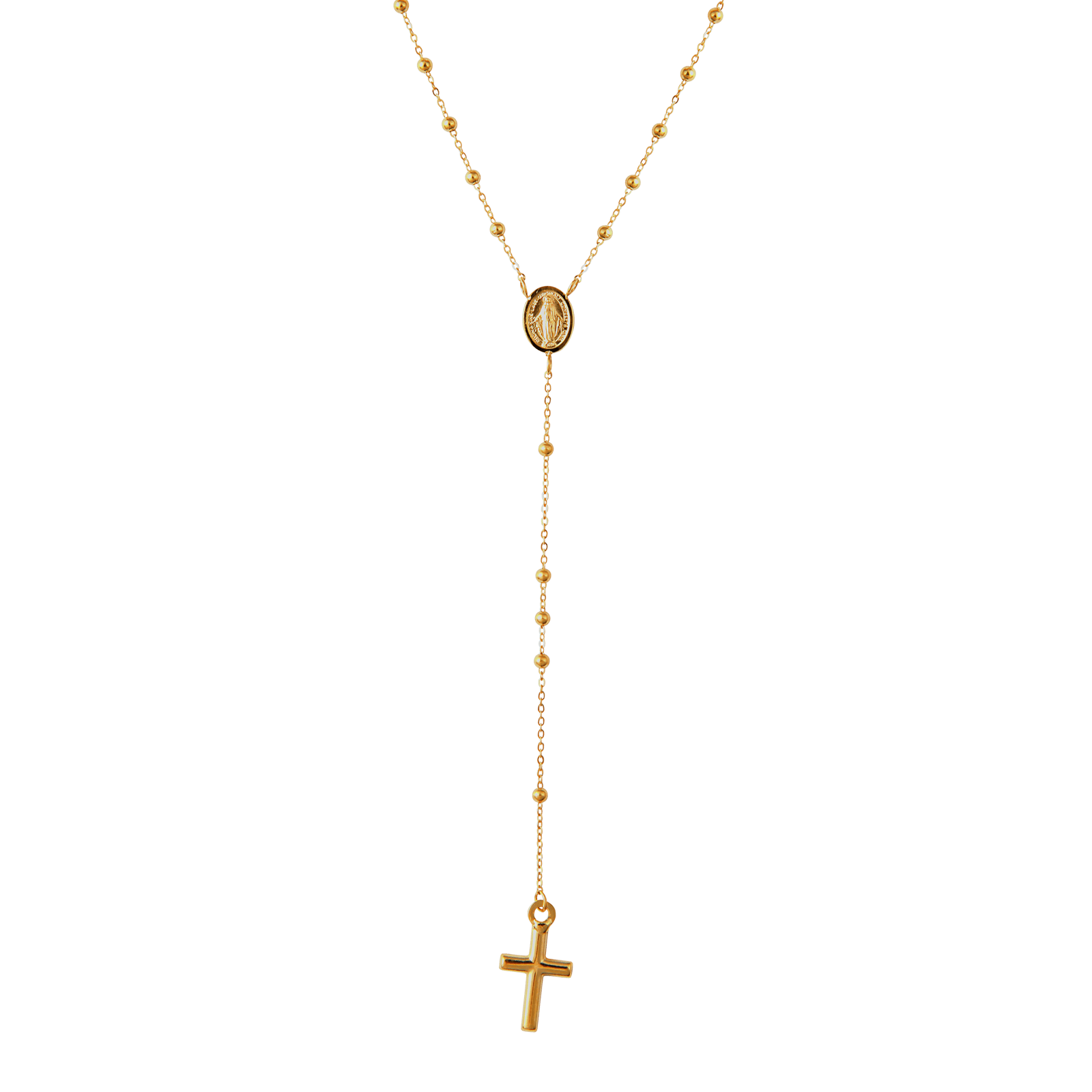 Collier Chapelet Or375 40et48cm Grain D'or 2mm Médaille Croix