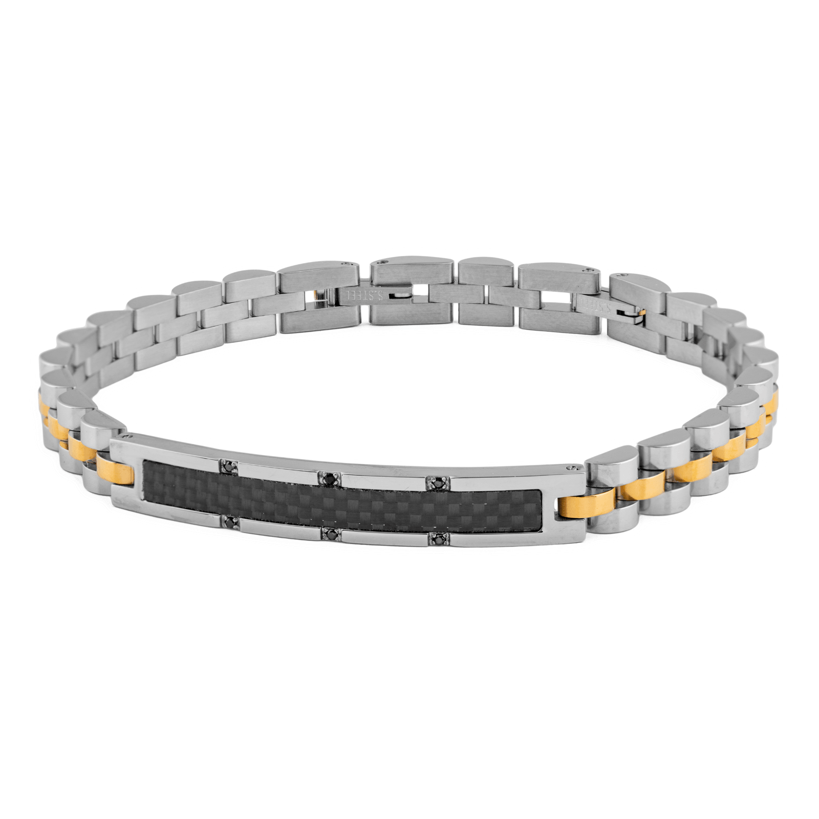 bracelet callas identité chaîne acier et plaqué doré 21 mm
