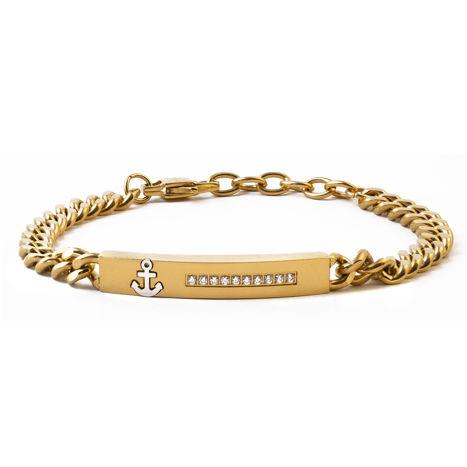 bracelet callas acier et cristal doré 21 mm