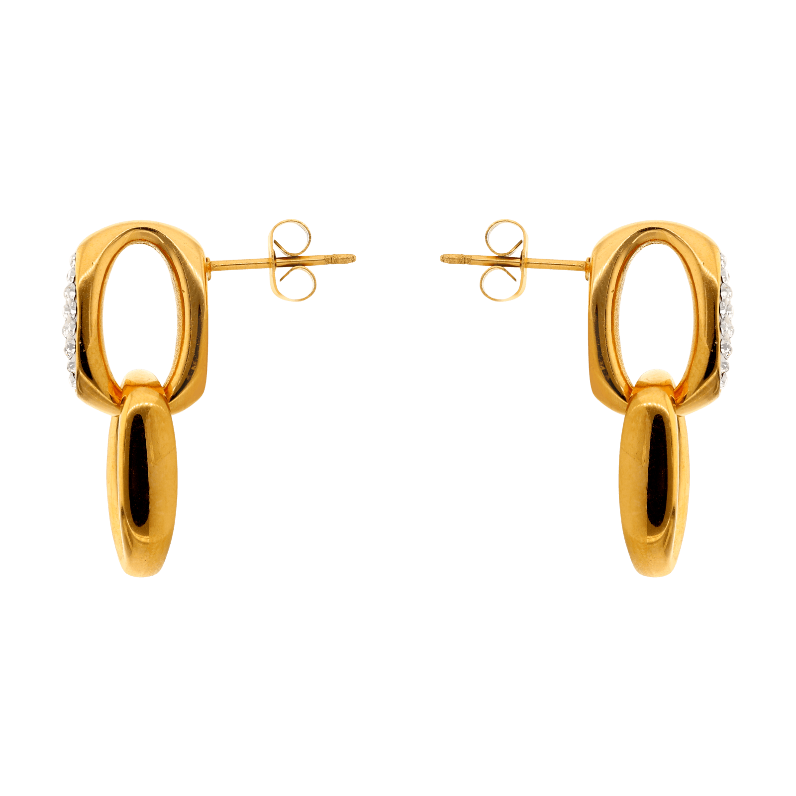 Boucles d'Oreilles Callas Acier doré Pendentif anneaux Cristal Preciosa