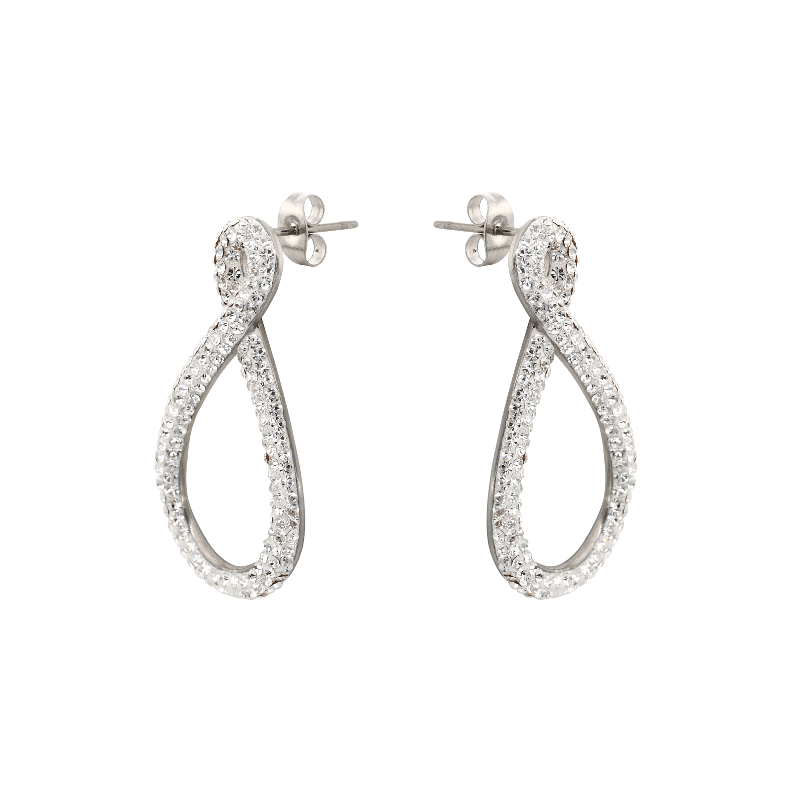 Boucles d'Oreilles Callas Acier Pendentif Infini fantaisie Cristal Preciosa