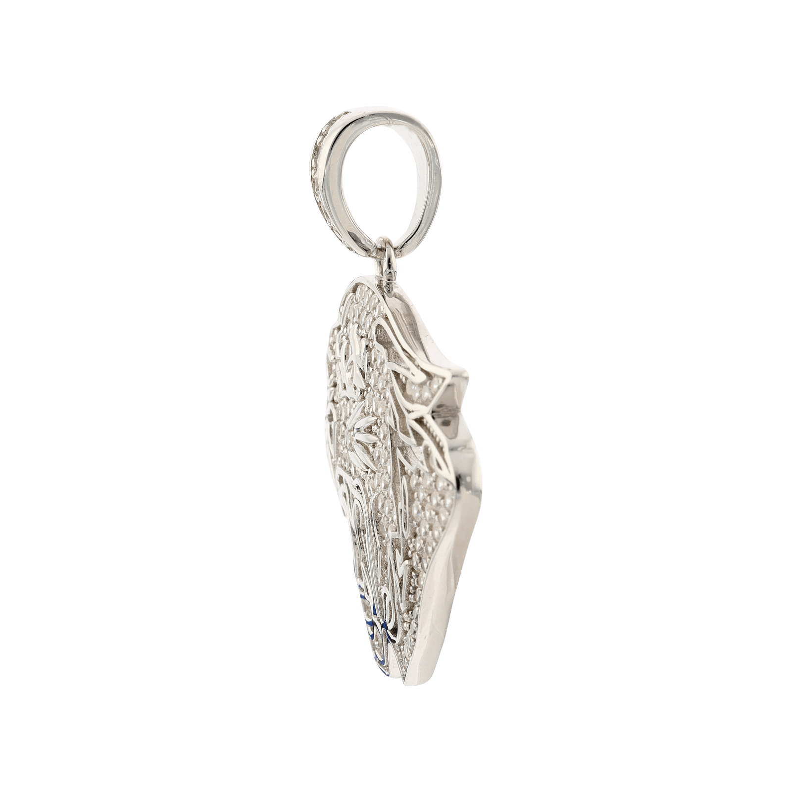 Pendentif Argent Rhodié tigre sertie Zirconia Cubique
