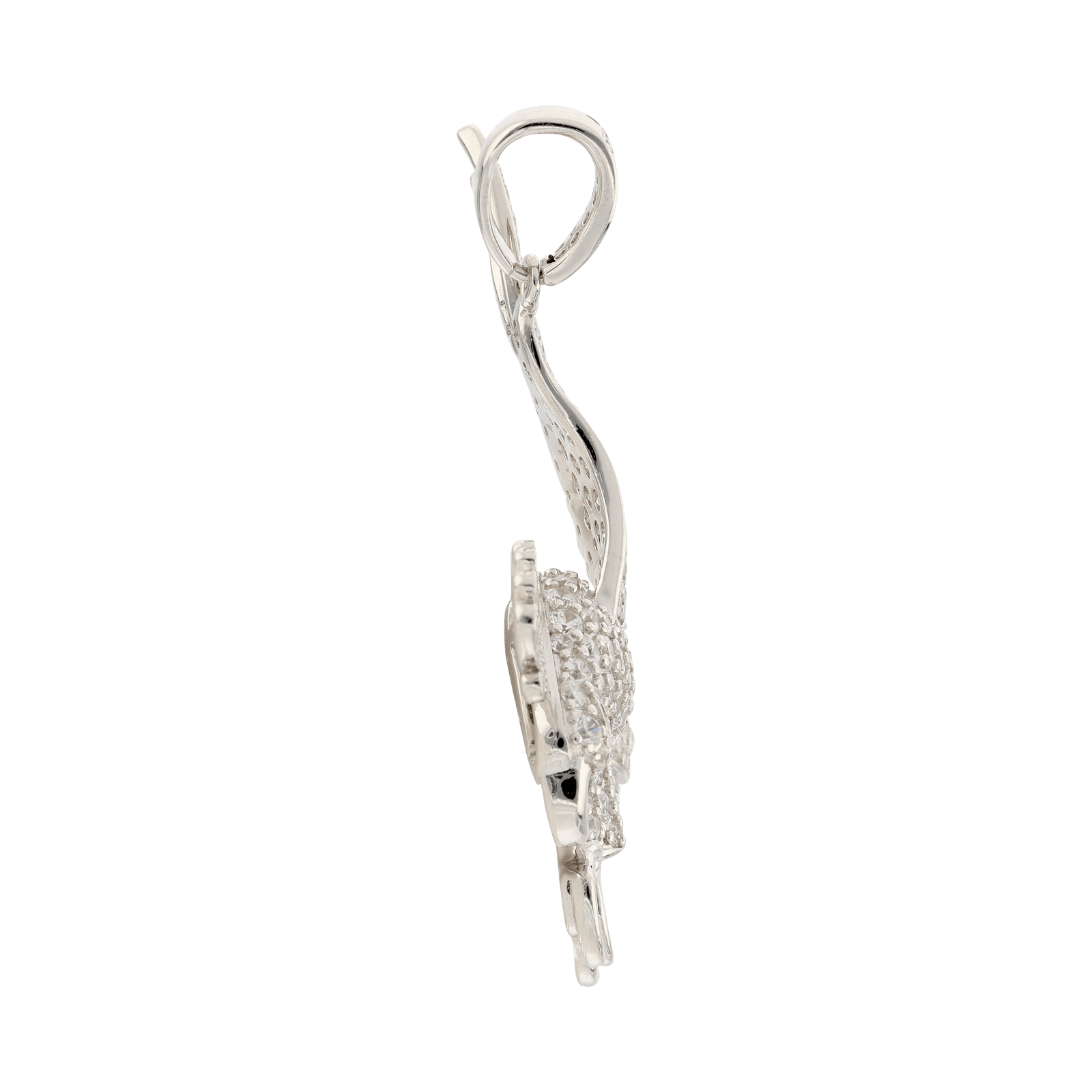 Pendentif Argent Rhodié aigle serti Zirconia Cubique