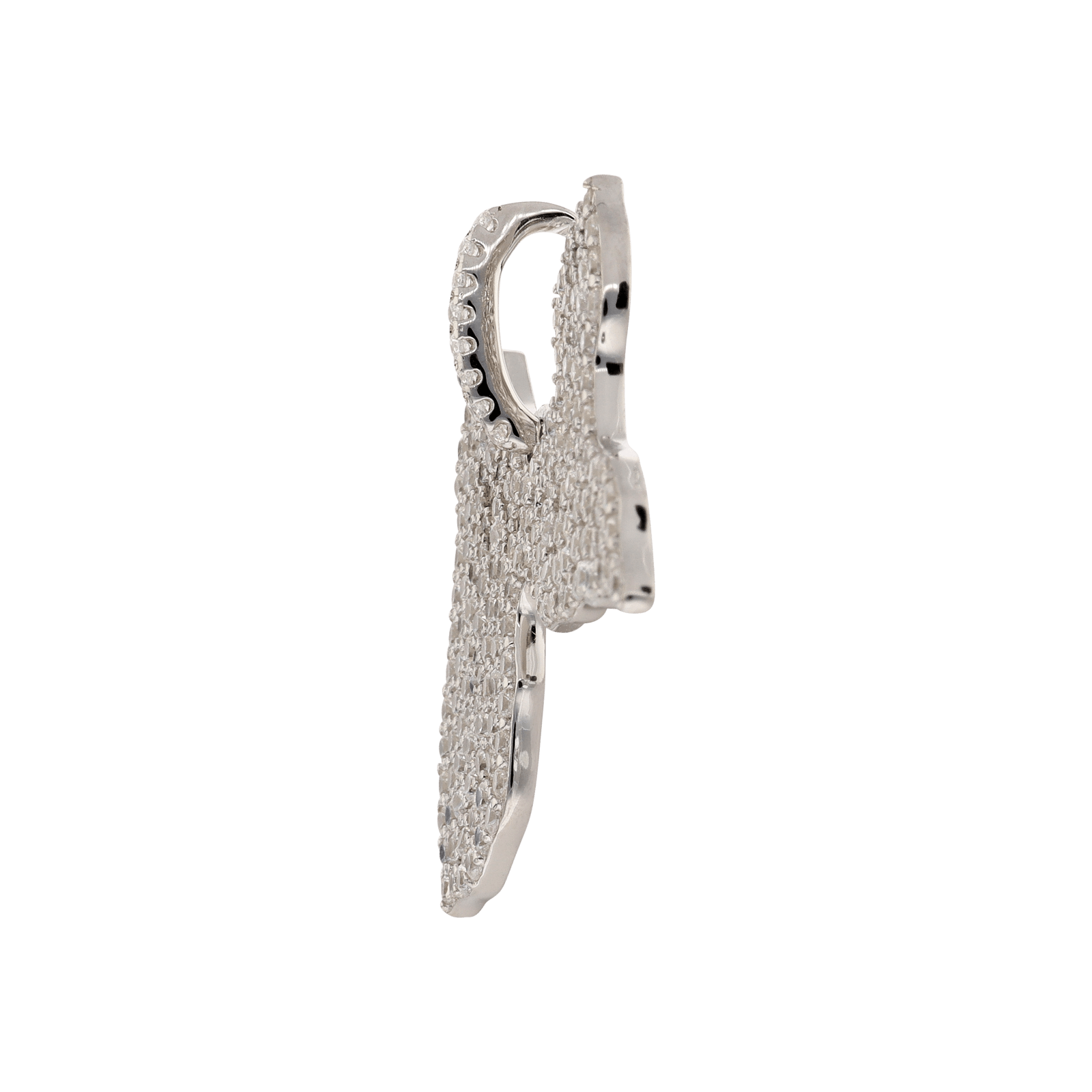 Pendentif Argent Rhodié Carte forme Guadeloupe sertie Zirconia Cubique