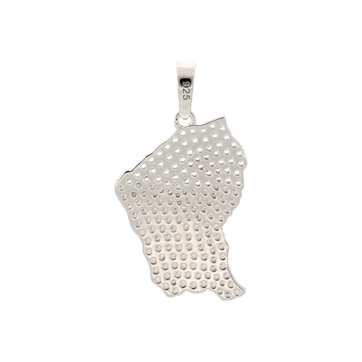 Pendentif carte de la Guyane argent rhodié oxydes de zirconium