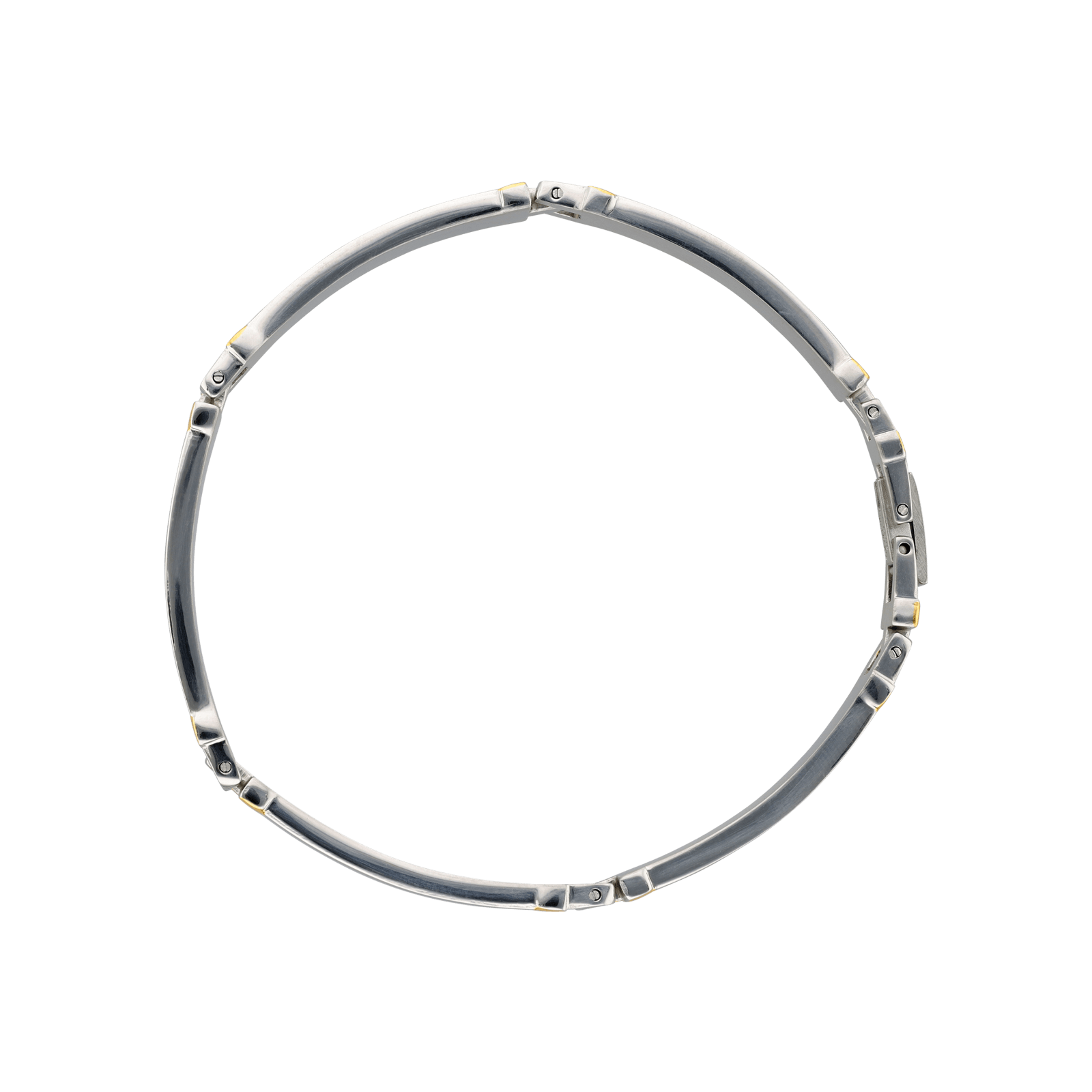 bracelet homme acier callas acier plaques bicolore 21cm