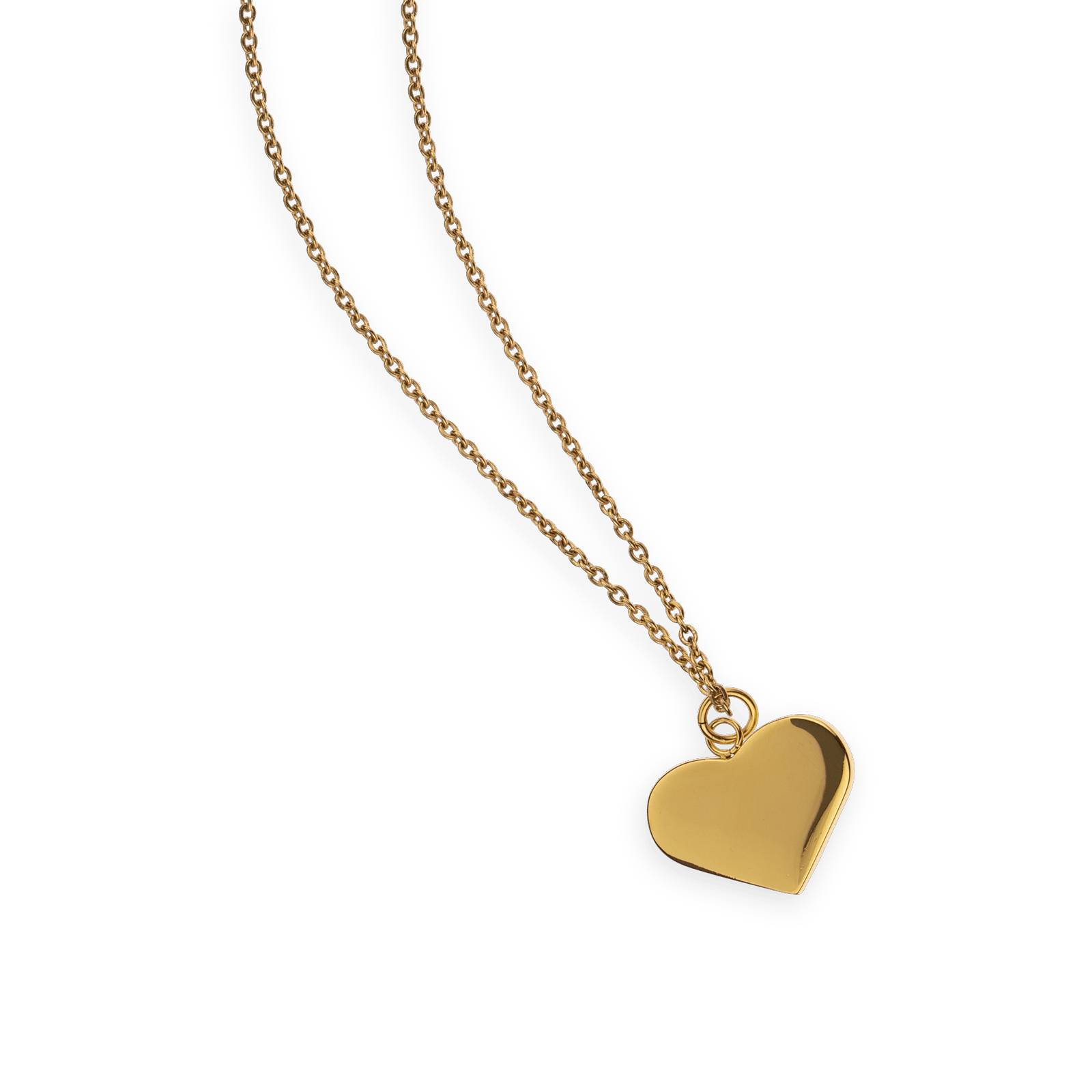 Collier Acier Jaune Cœur 22*19mm Chaîne Forçat 2mm 42  à 45cm