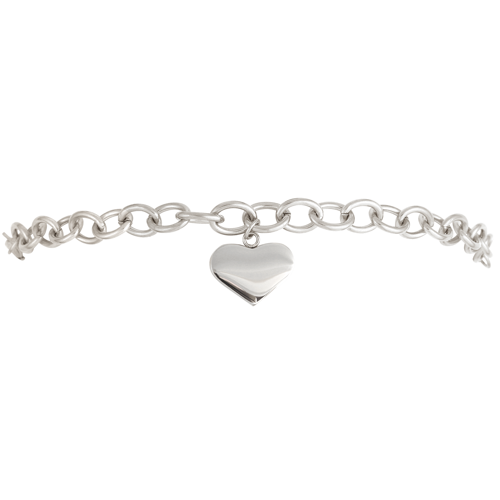 BRACelet acier FORCAT+ BRELOQUE COEUR 20CM
