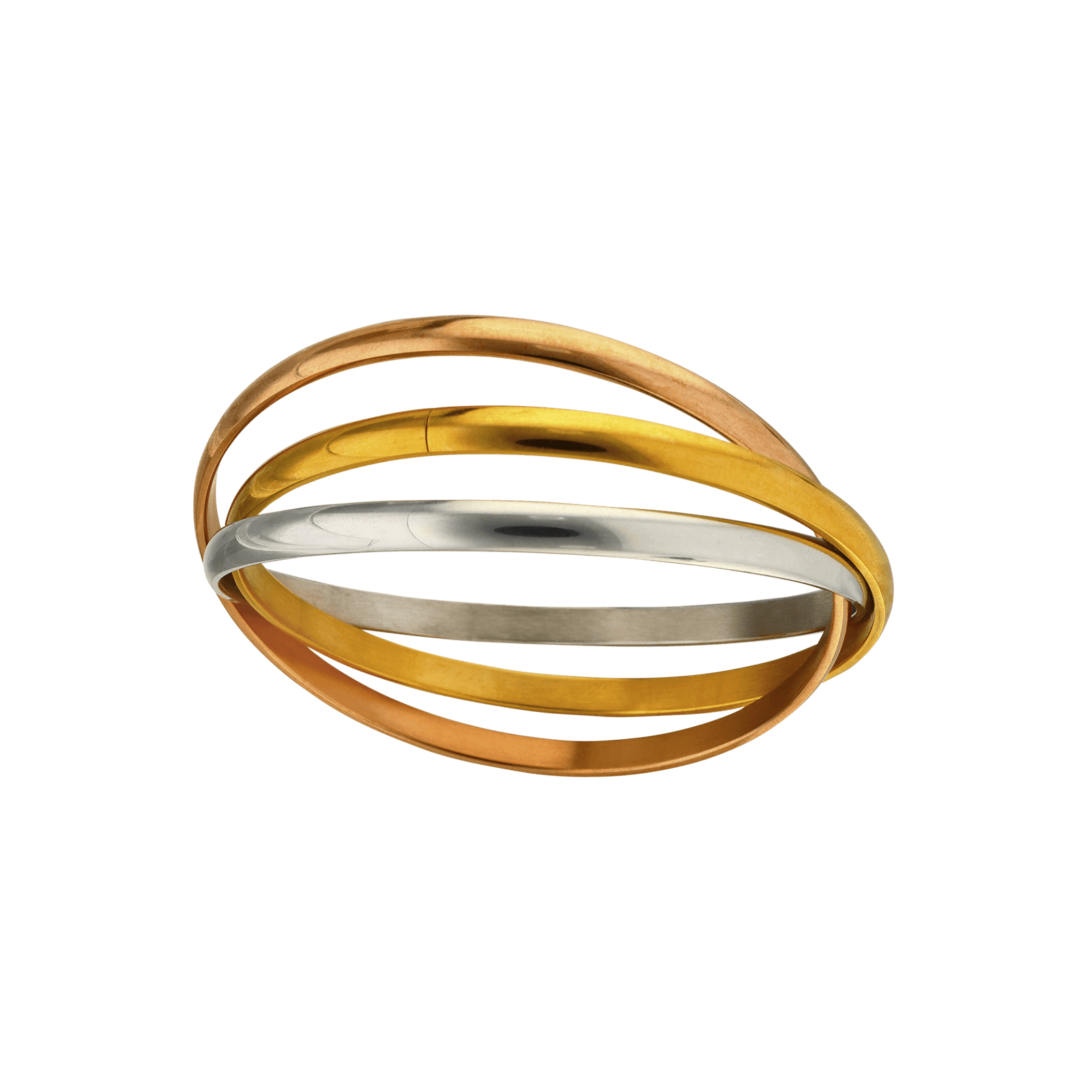 Jonc Callas acier 4 rangs 3mm jaune-gris-rose 65mm