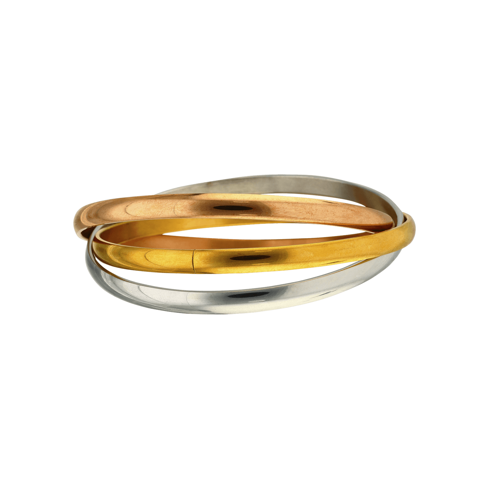Jonc Callas acier 4 rangs 3mm jaune-gris-rose 65mm