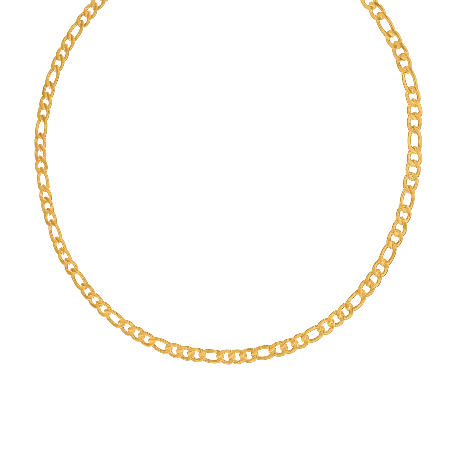 Collier Callas en acier doré maille Figaro alternée un pour trois, 50 cm
