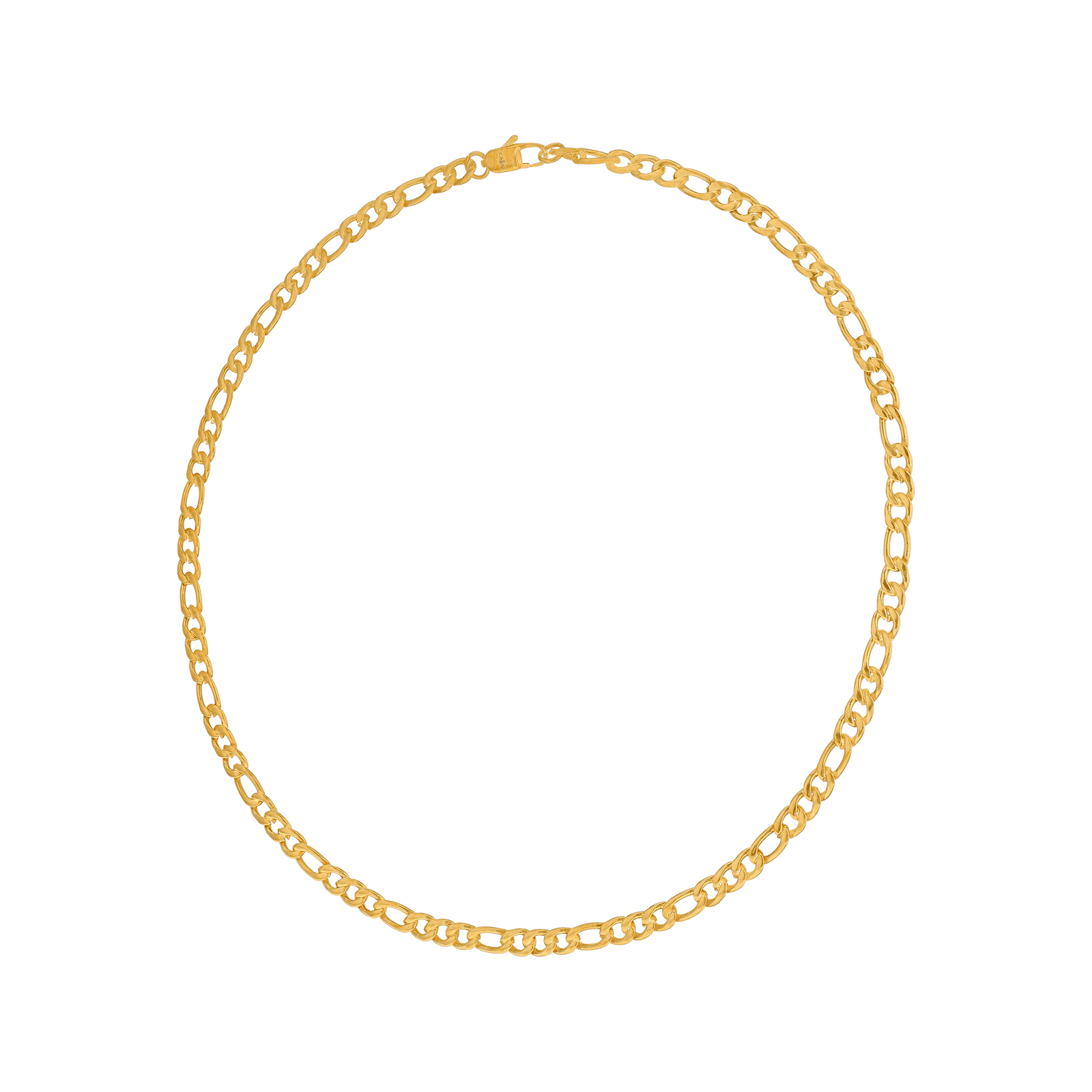 Collier Callas en acier doré maille Figaro alternée un pour trois, 50 cm