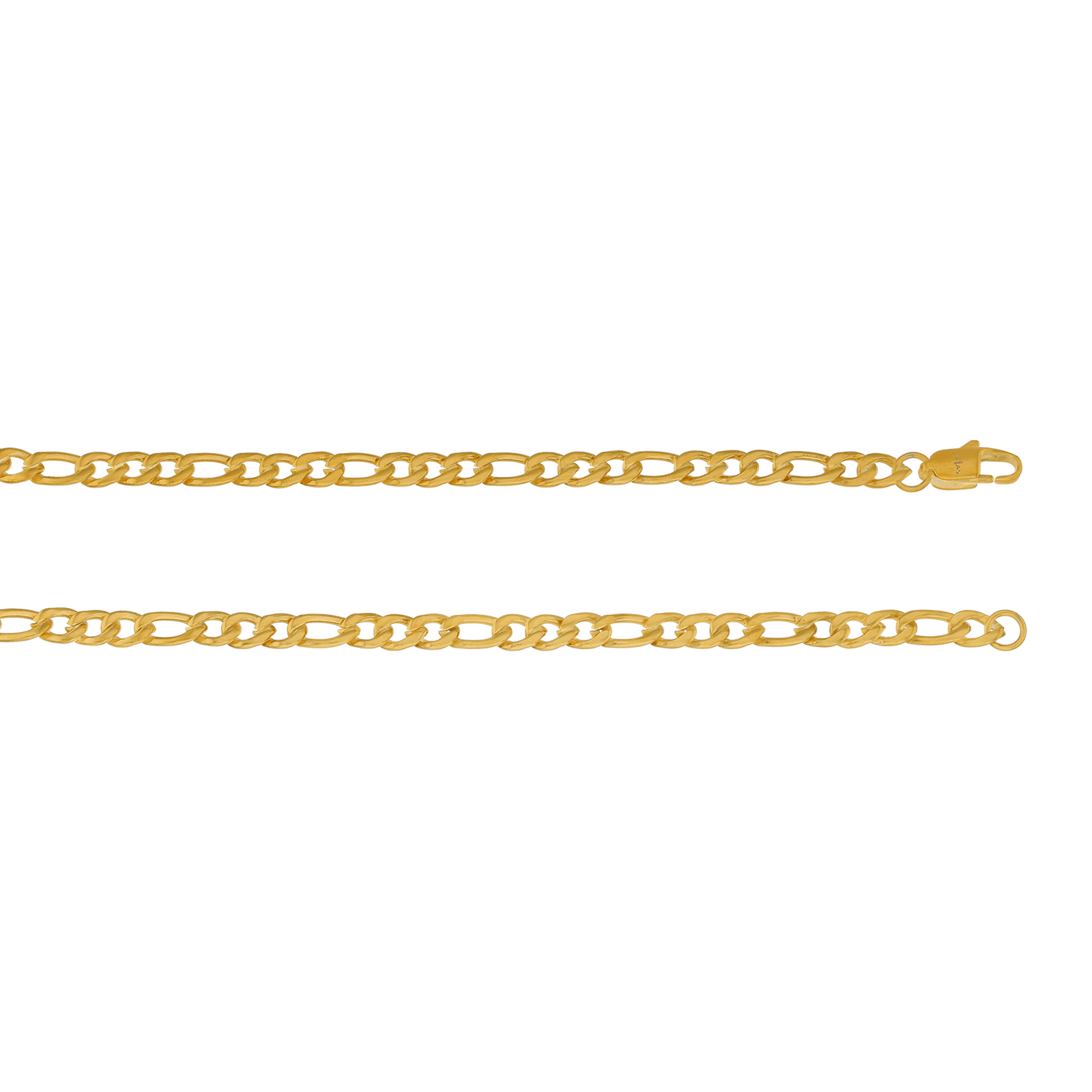 Collier Callas en acier doré maille Figaro alternée un pour trois, 50 cm