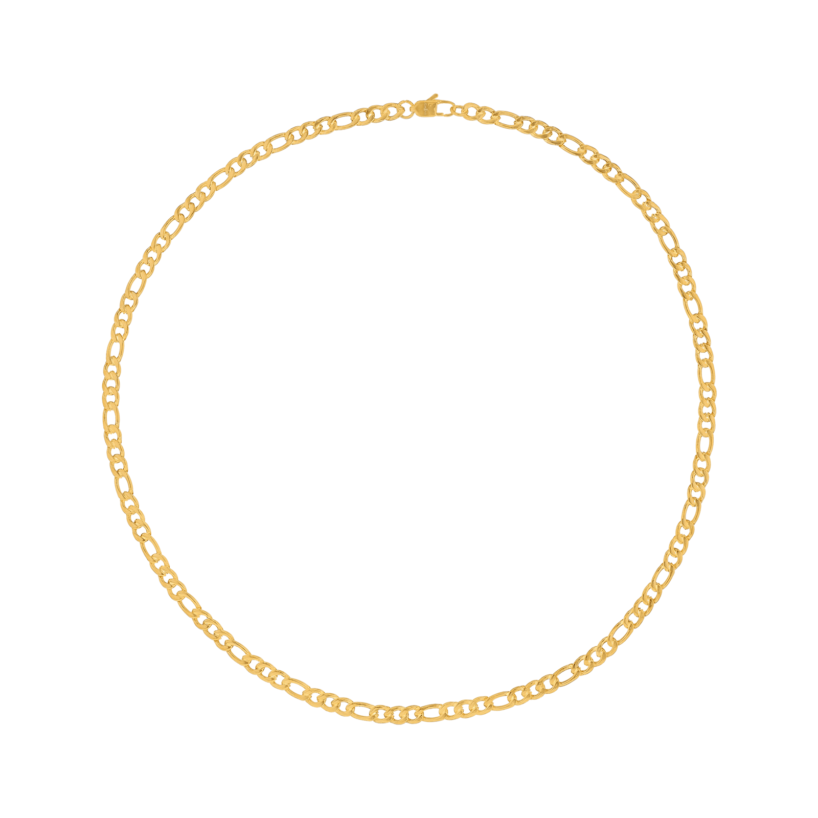 Collier Callas en acier doré maille Figaro alternée un pour trois, 60 cm