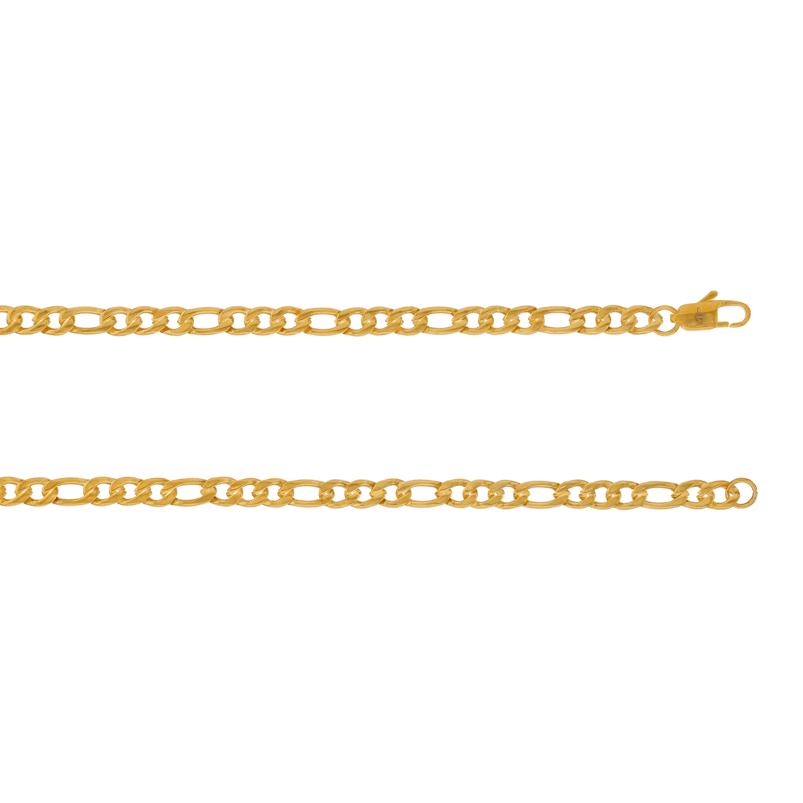 Collier Callas en acier doré maille Figaro alternée un pour trois, 60 cm