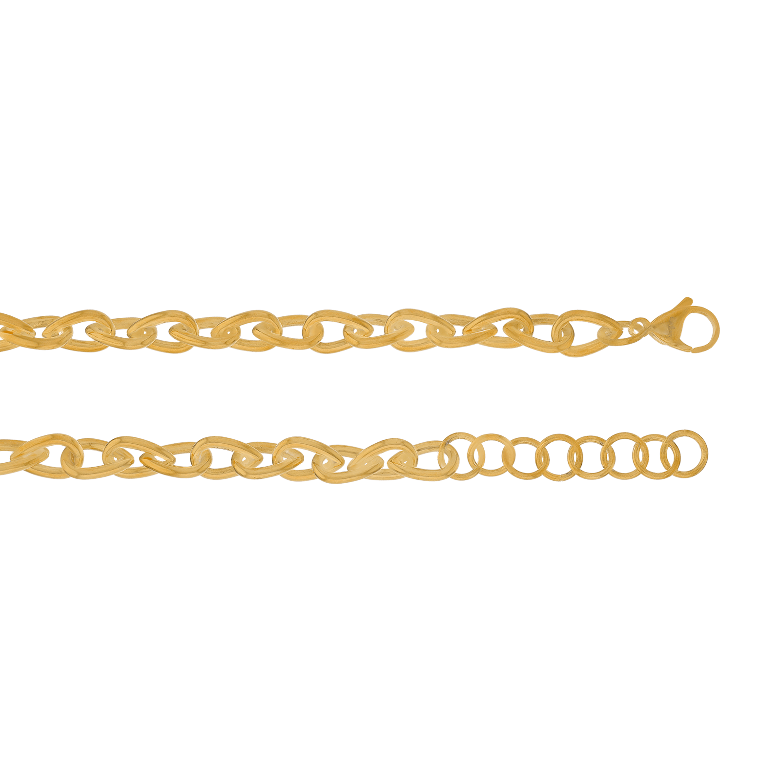 Collier Callas en acier doré maille infini, 45 cm avec rallonge de 5 cm