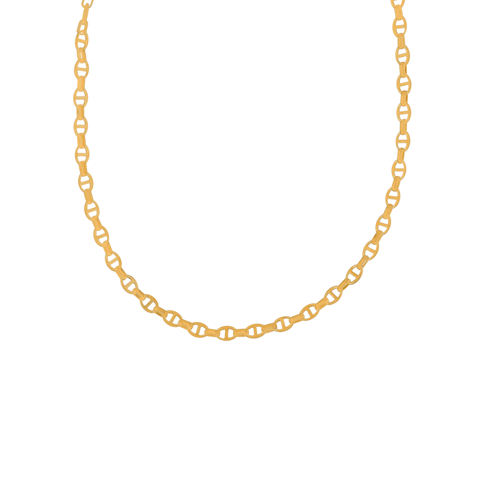 Collier Callas en acier doré maille marine, 50 cm