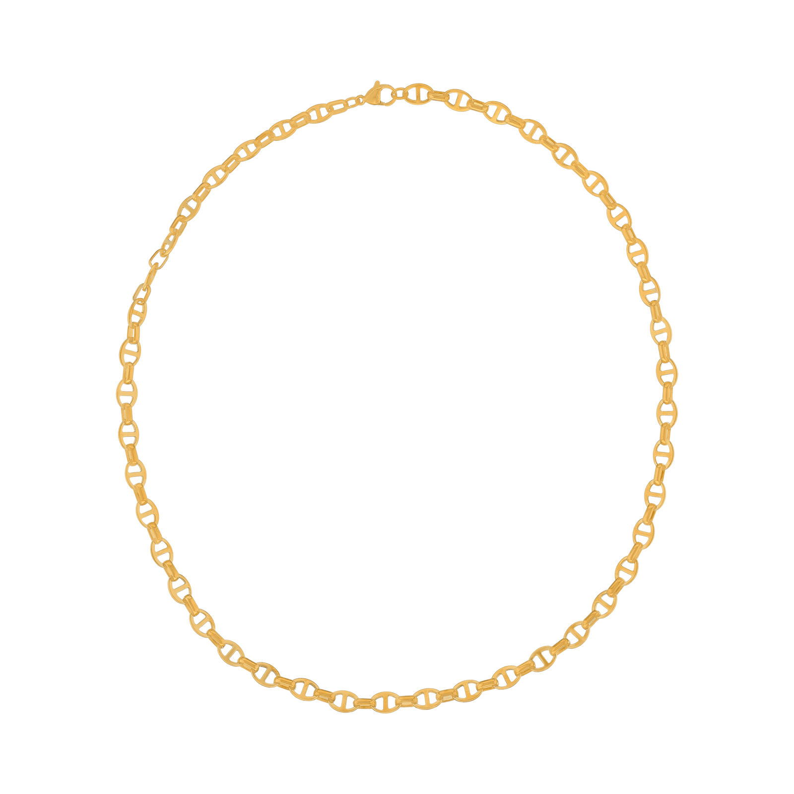 Collier Callas en acier doré maille marine, 50 cm