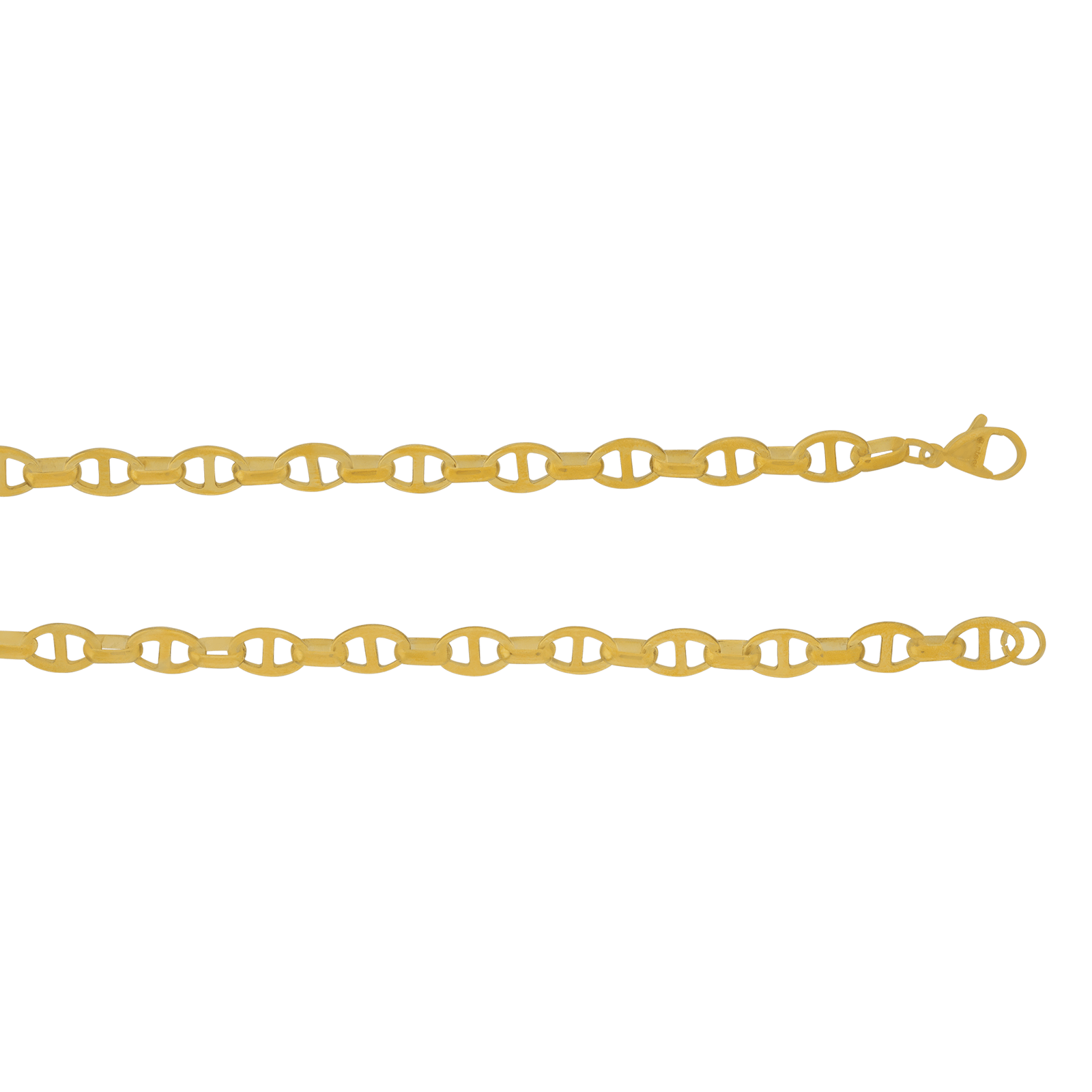 Collier Callas en acier doré maille marine, 50 cm
