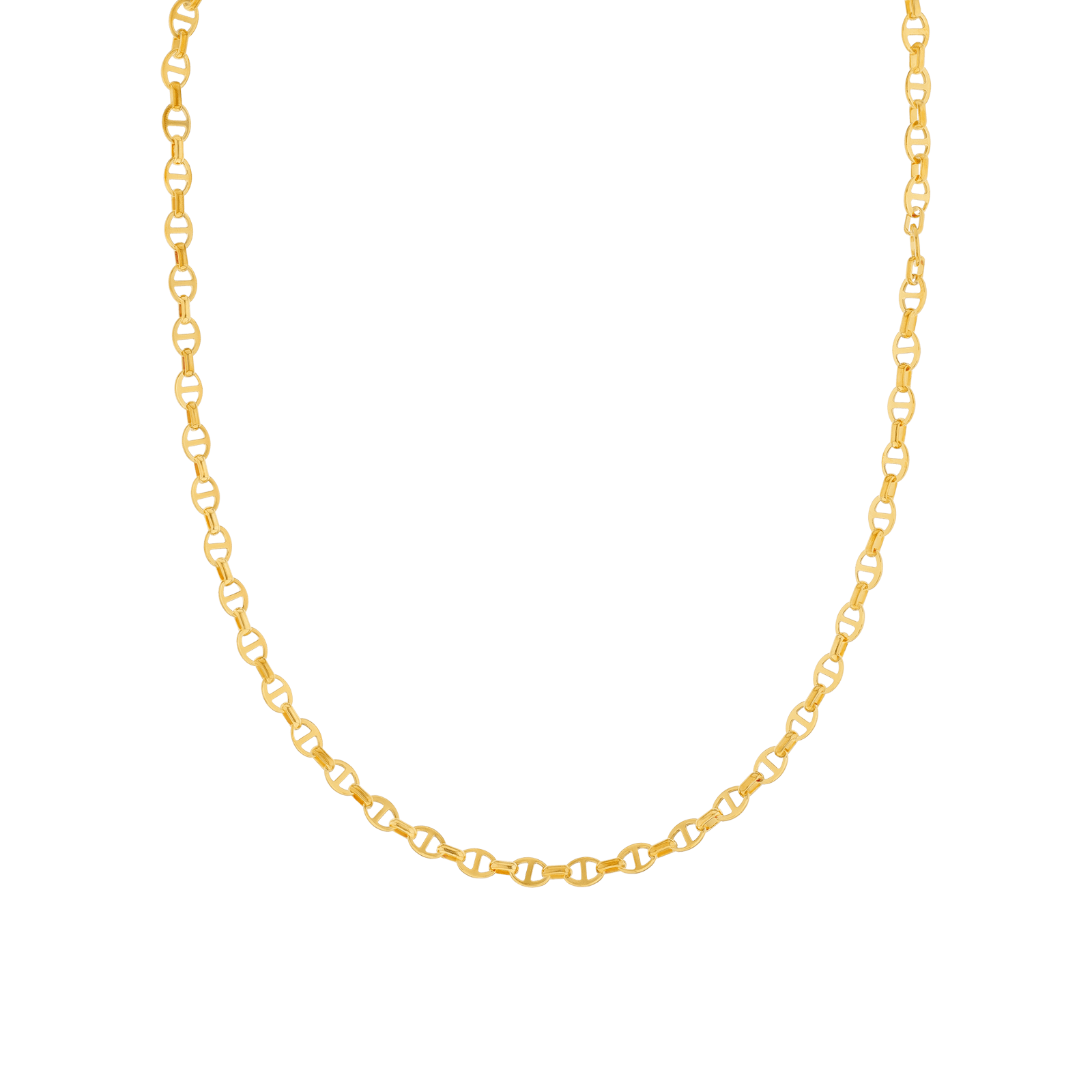 Collier Callas en acier doré maille marine, 60 cm