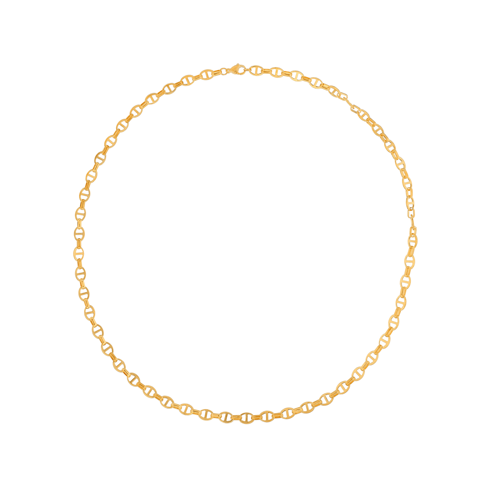 Collier Callas en acier doré maille marine, 60 cm