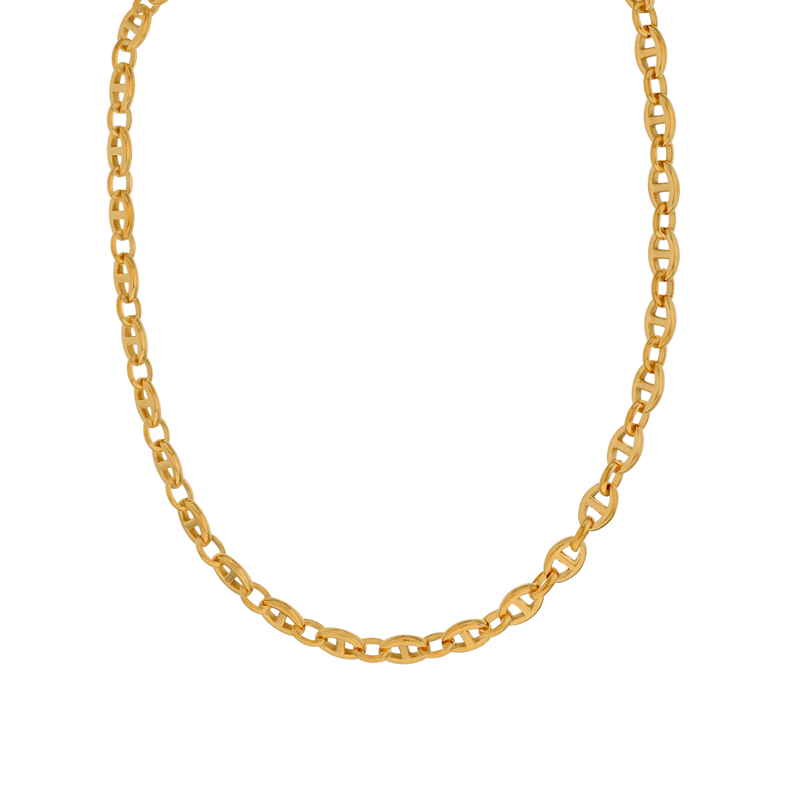 Collier Callas en acier doré maille marine plate, 50 cm