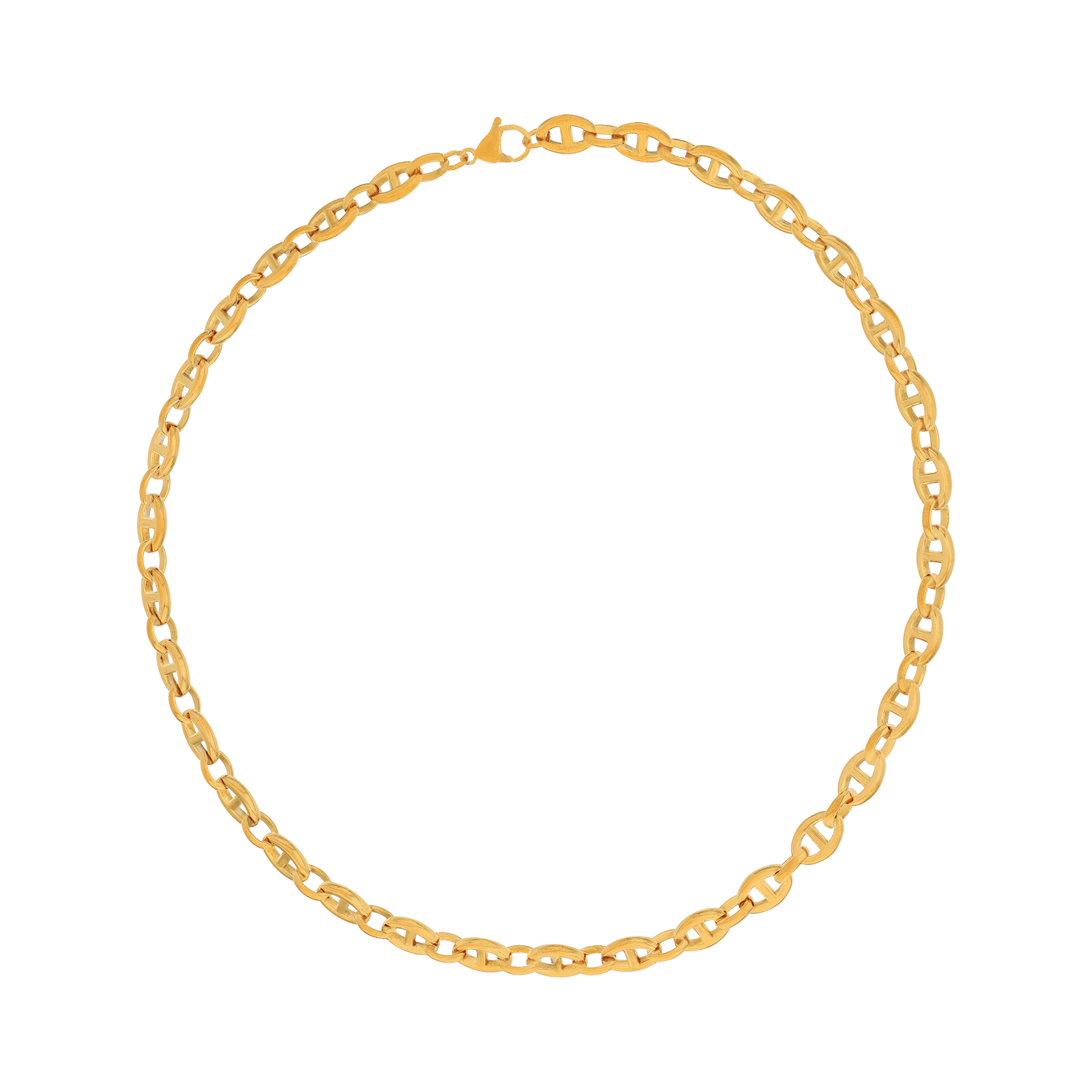 Collier Callas en acier doré maille marine plate, 50 cm