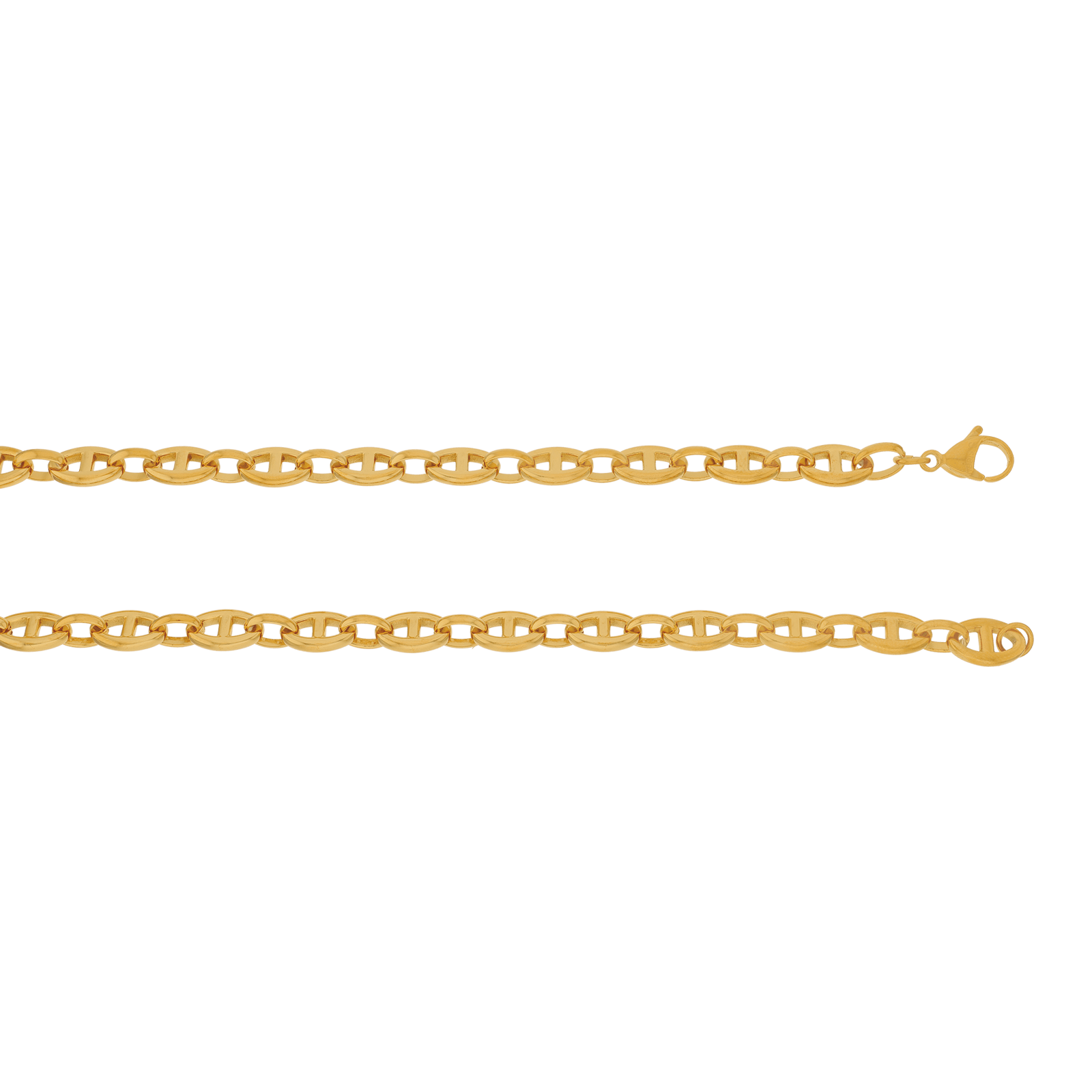 Collier Callas en acier doré maille marine plate, 50 cm