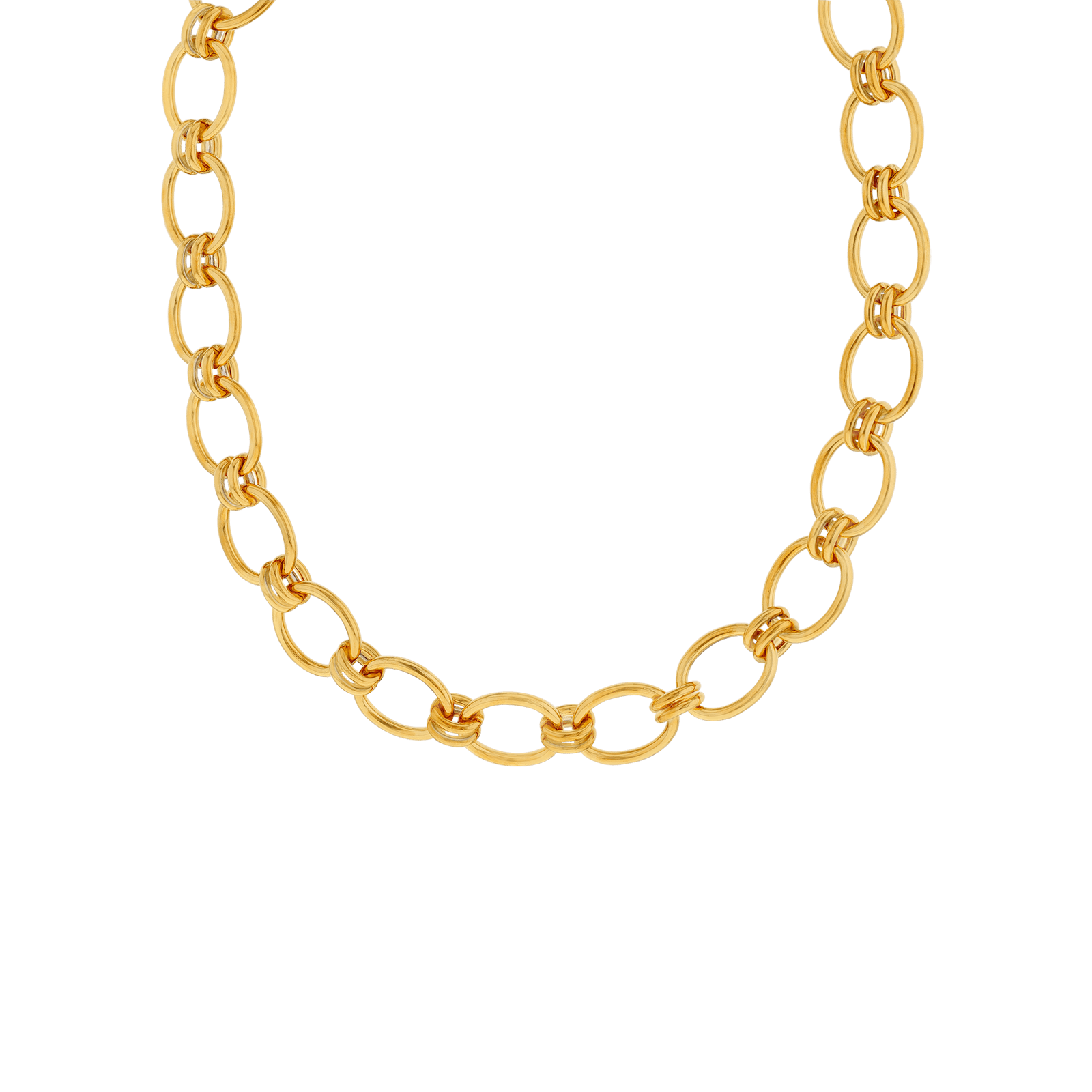 Collier Callas en acier doré maille forçat lisse alternée, 45 cm avec rallonge de 5 cm