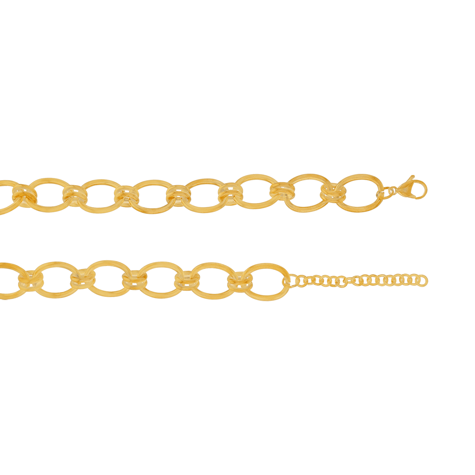 Collier Callas en acier doré maille forçat lisse alternée, 45 cm avec rallonge de 5 cm