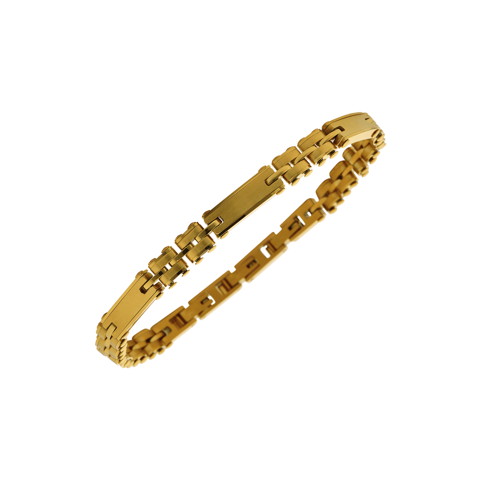 Bracelet Callas Acier doré maille alternée 21 centimètres