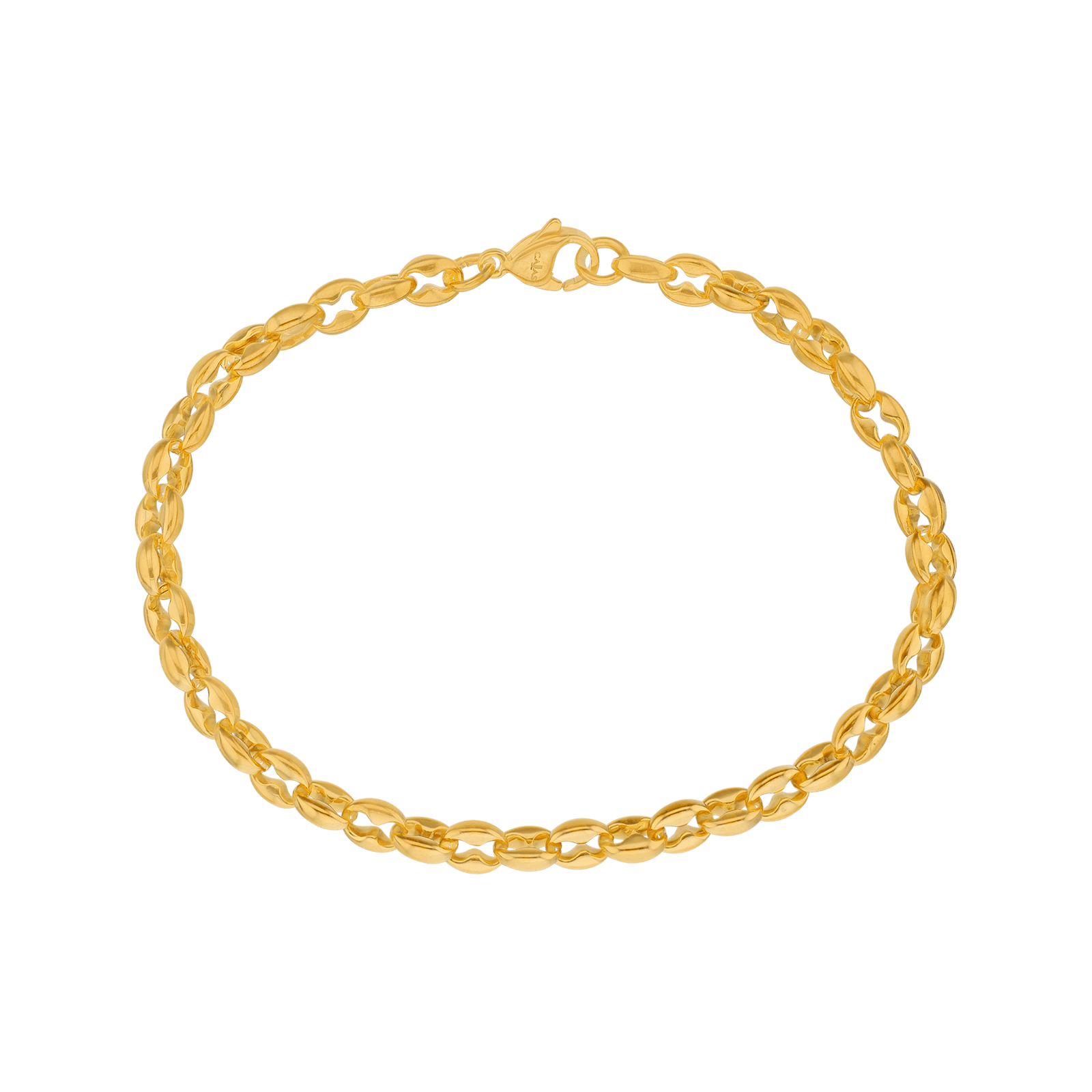 Bracelet Callas en acier doré maille café fantaisie, 19 cm