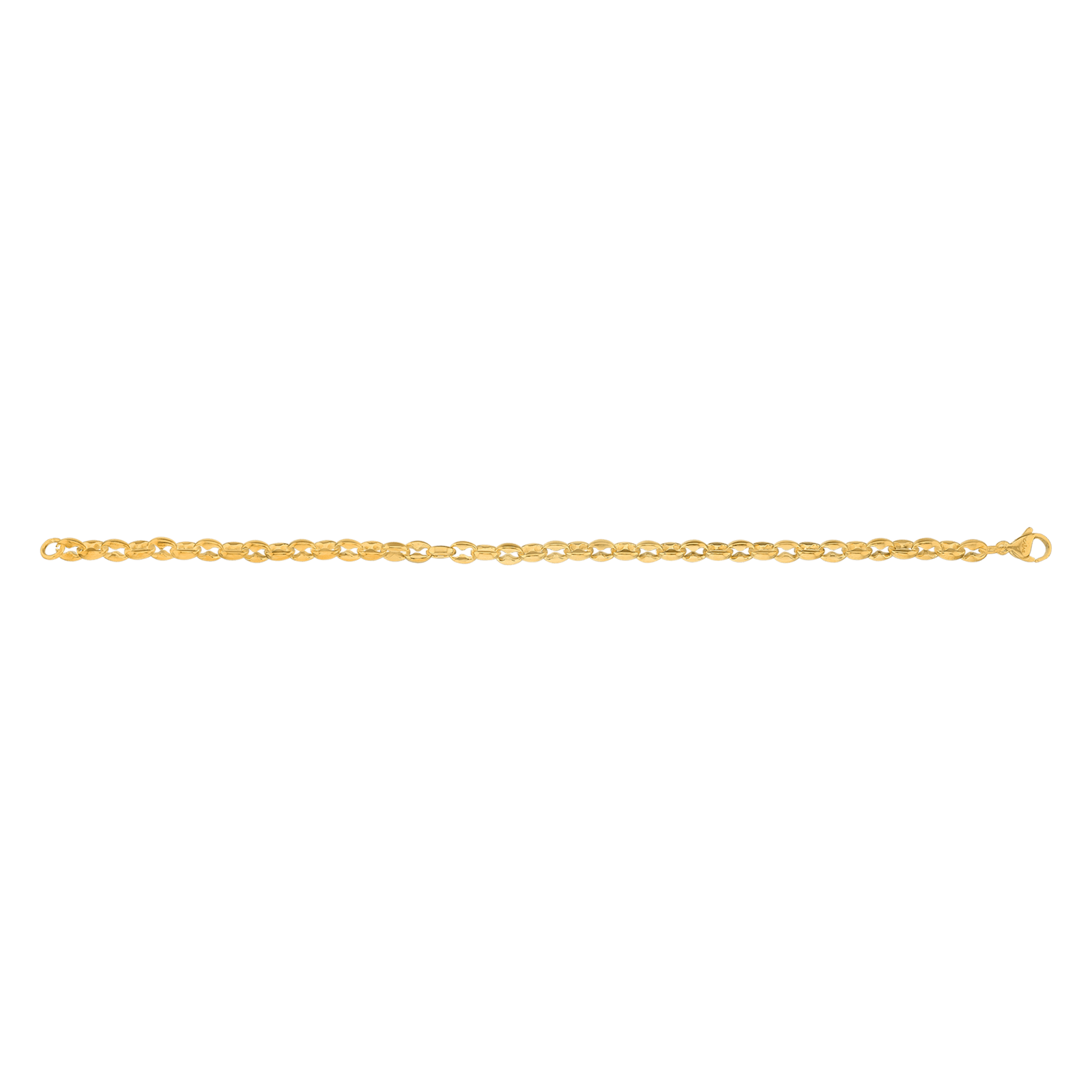Bracelet Callas en acier doré maille café fantaisie, 19 cm