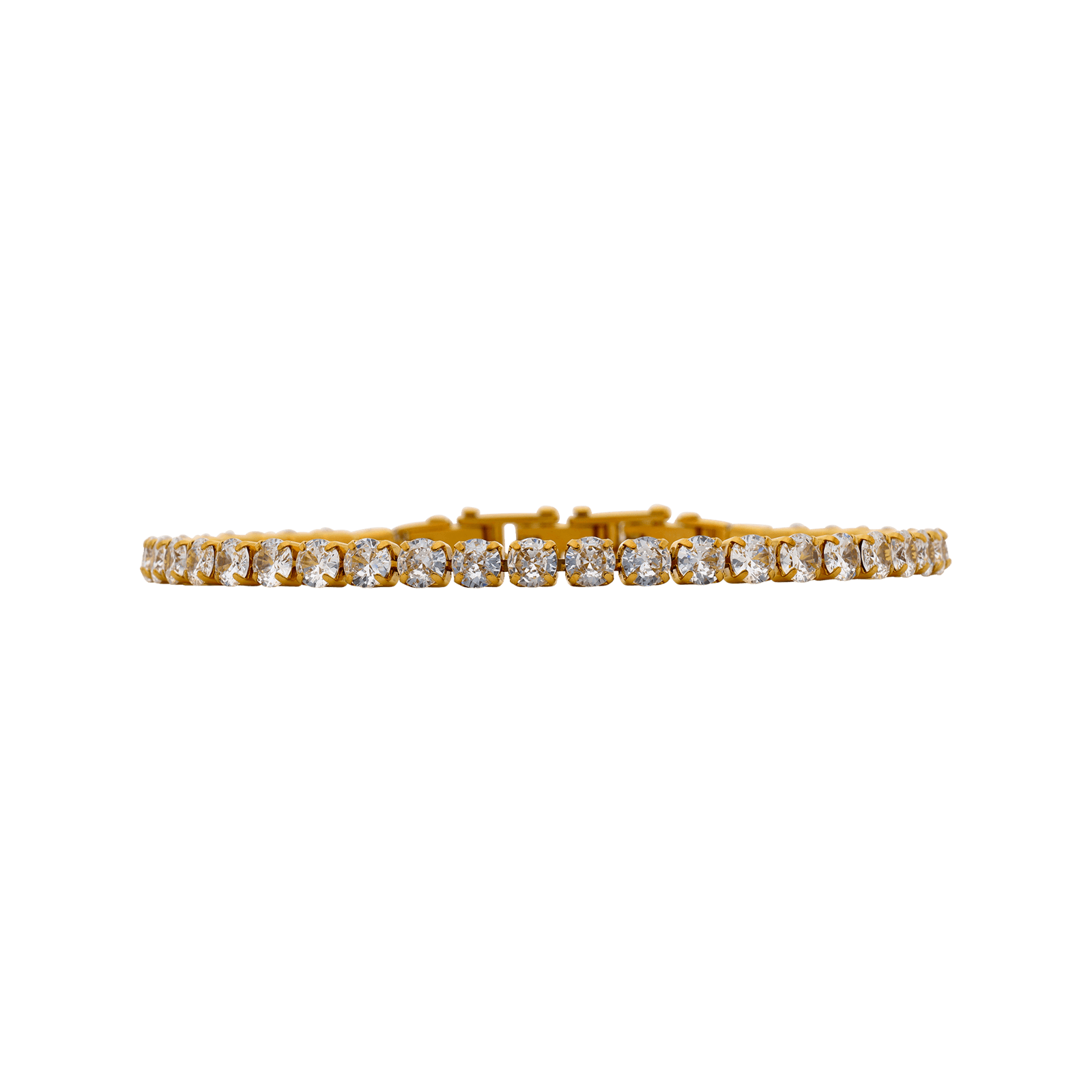 bracelet callas acier doré quatre mm tennis zirconia cubique blancs 21 mm
