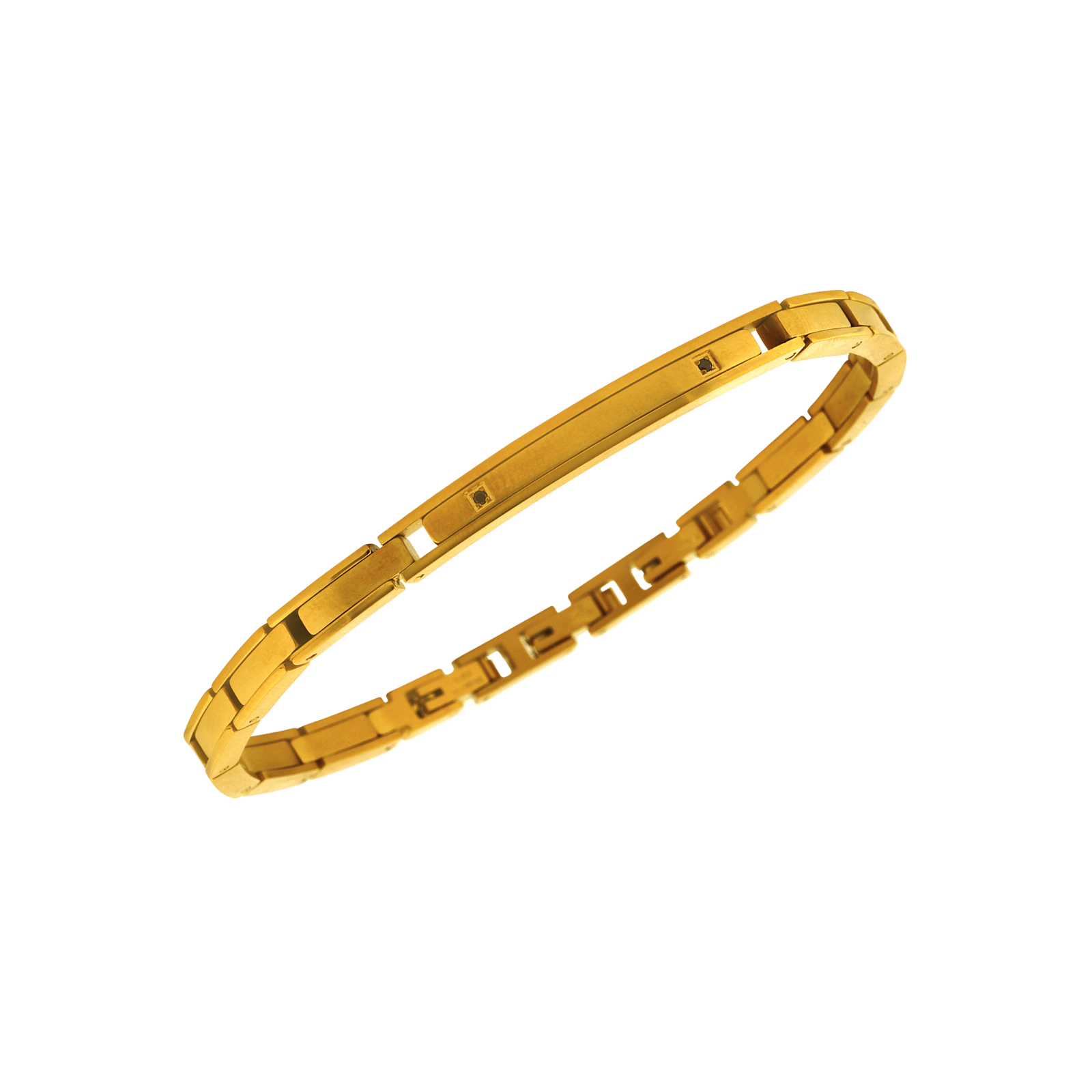bracelet callas acier et doré plaqué 2 zirconia cubique 21 mm