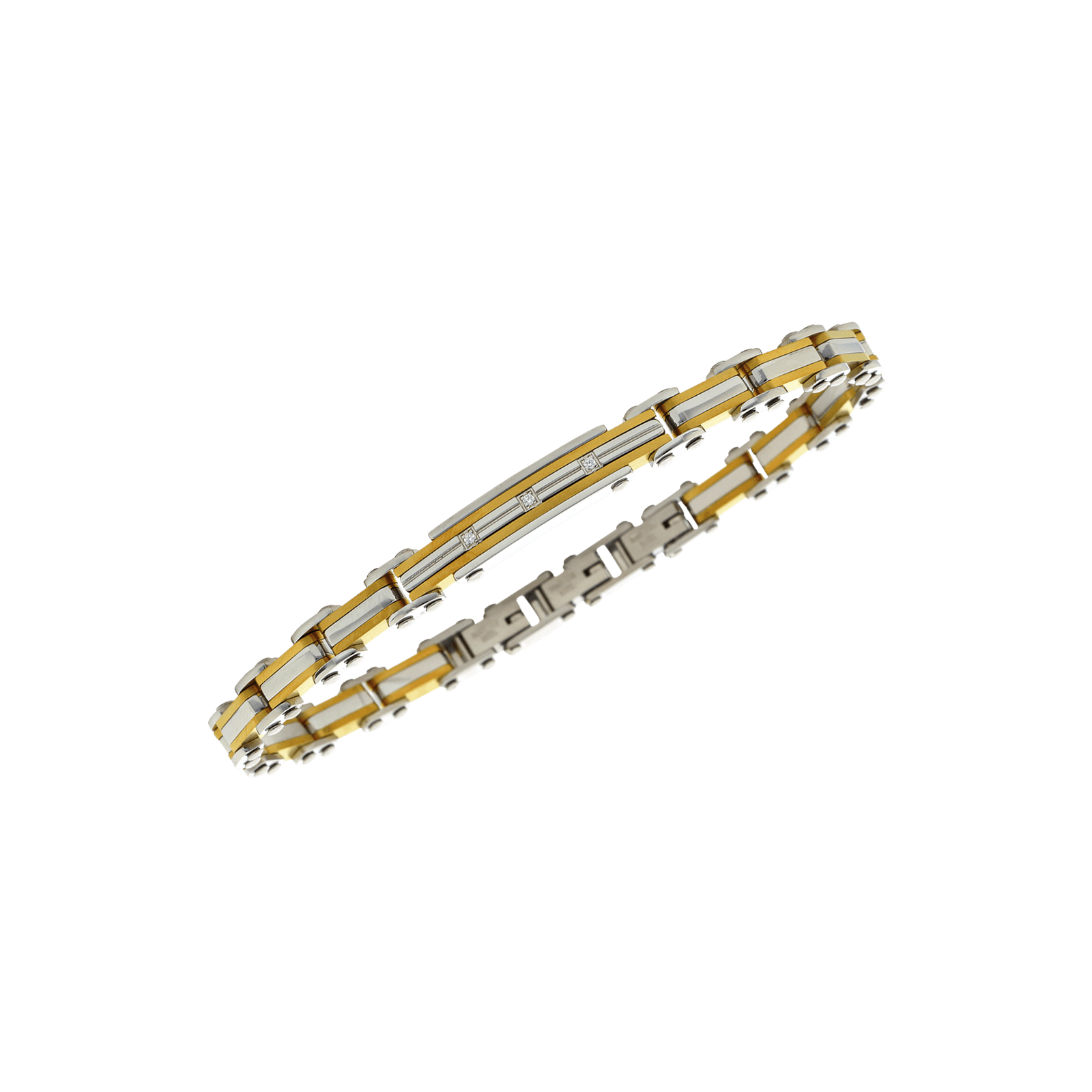 bracelet callas acier doré trois zirconia cubique 21 mm