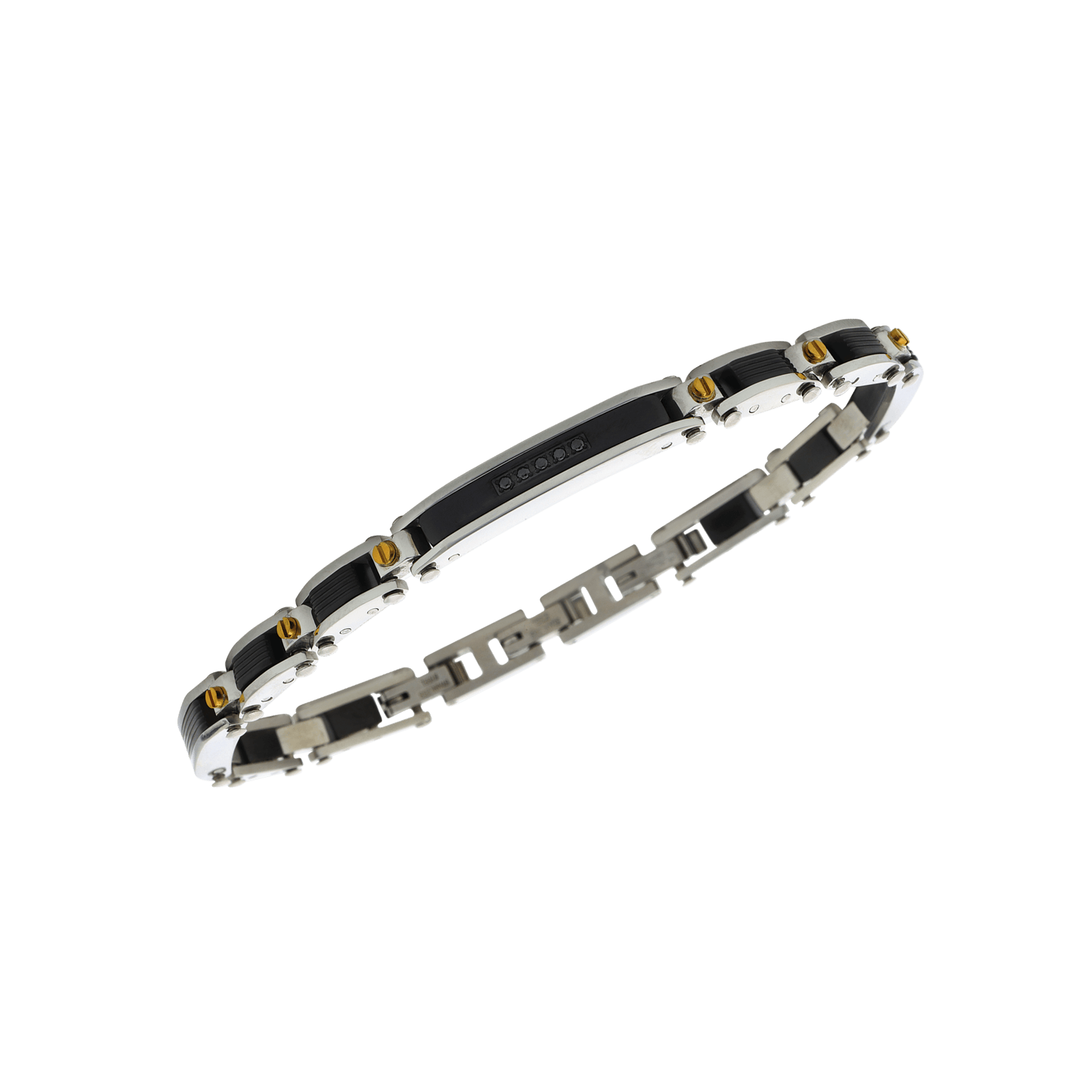 bracelet callas acier ion plating black et vis doré 21 mm