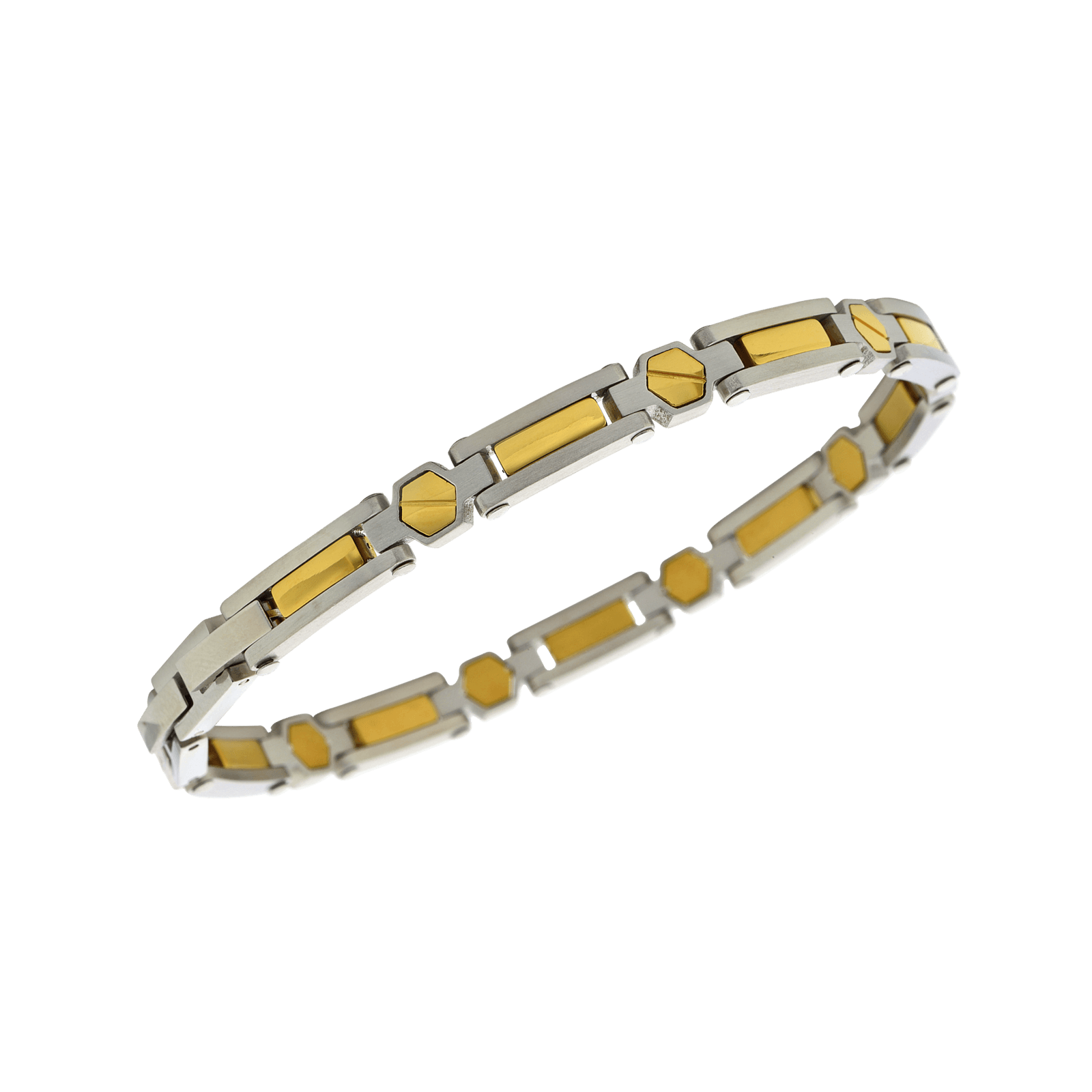 bracelet callas acier mat et doré alternée vis 21 mm