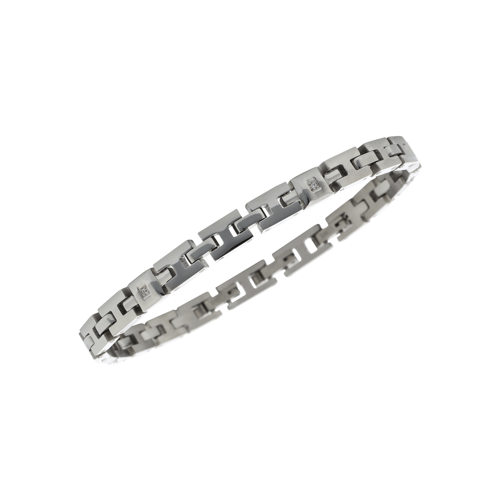 bracelet callas acier et doré 4 zirconia cubique 21 mm
