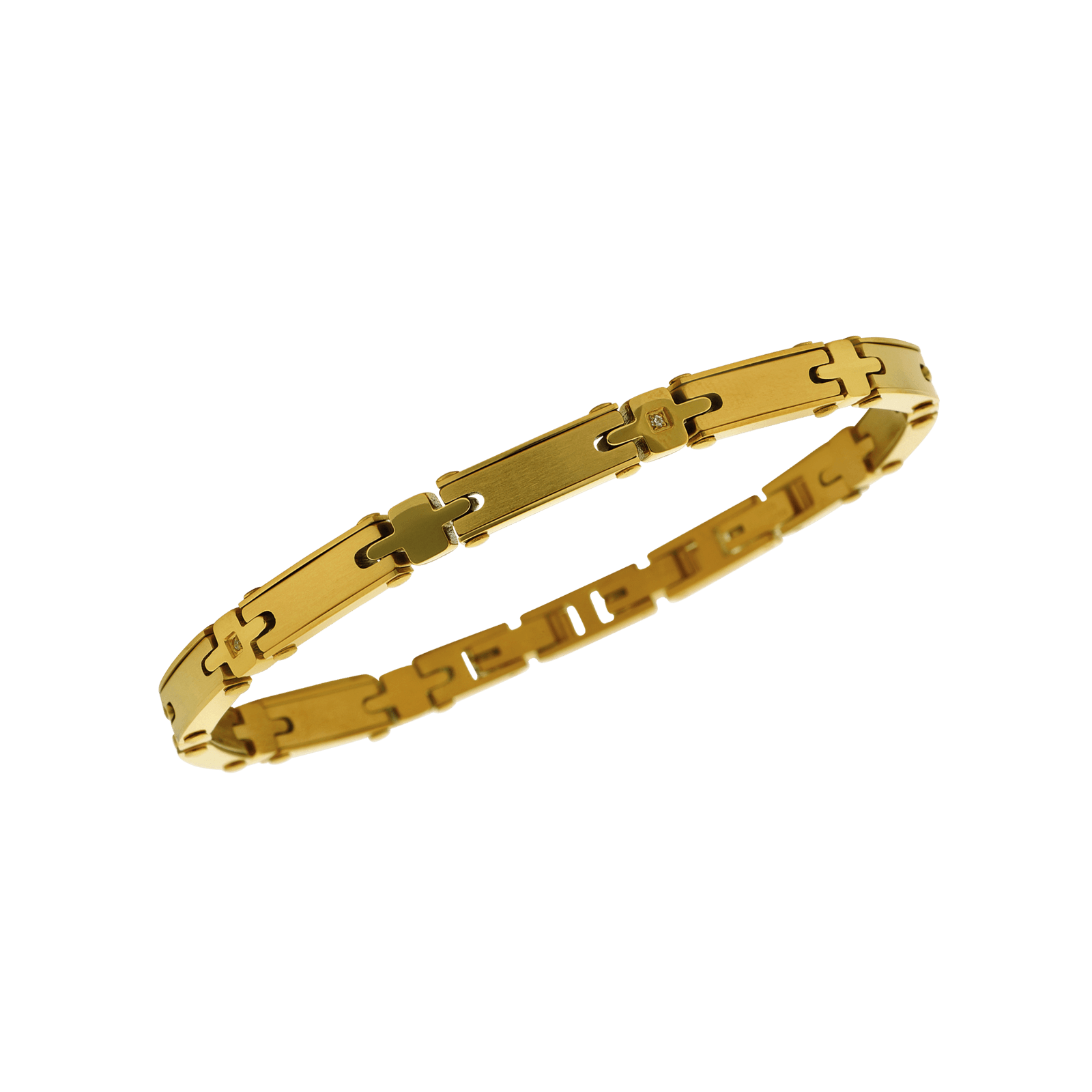 bracelet callas acier doré 4 zirconia cubique 21 mm