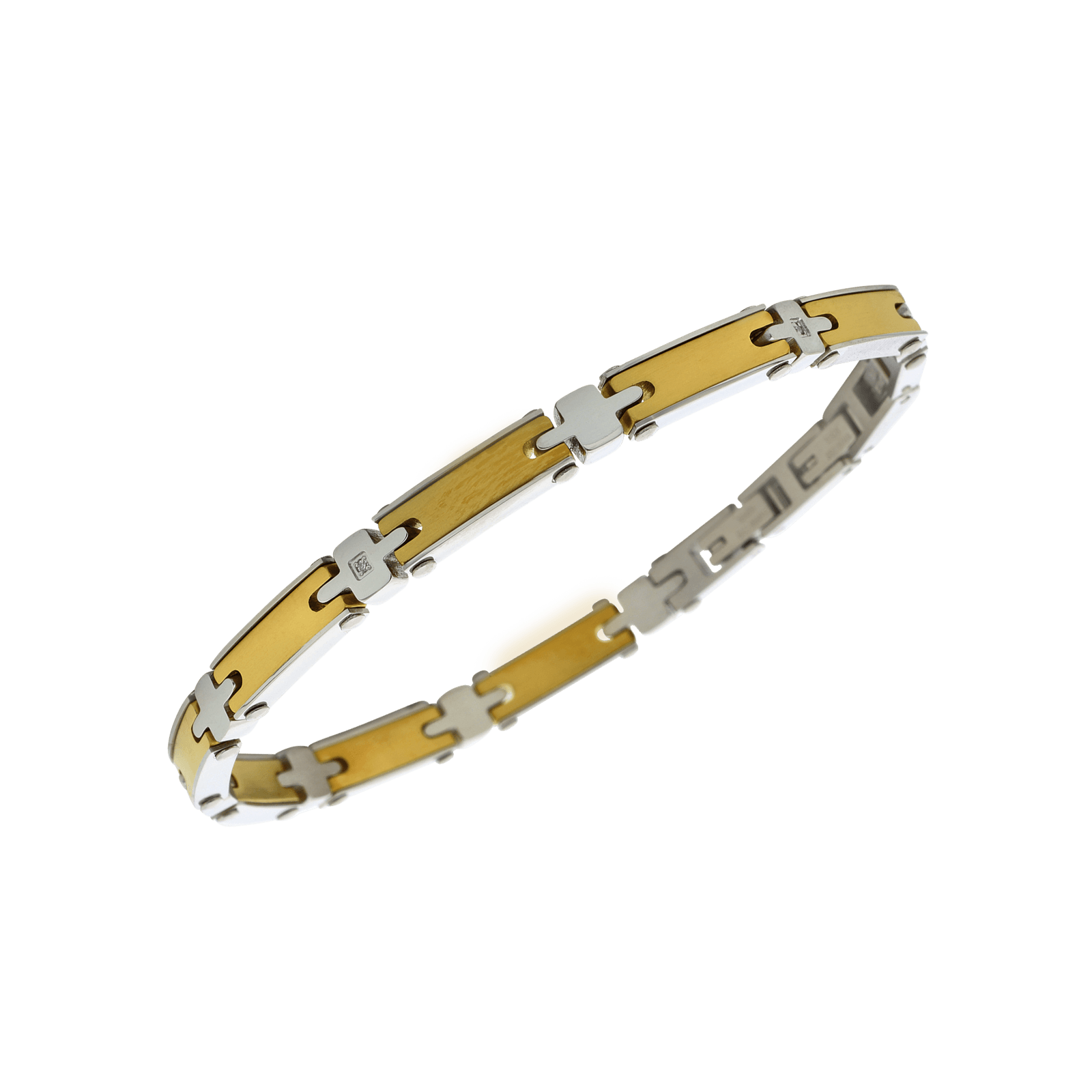 bracelet callas acier alternée doré alternée 4 zirconia cubique 21 mm