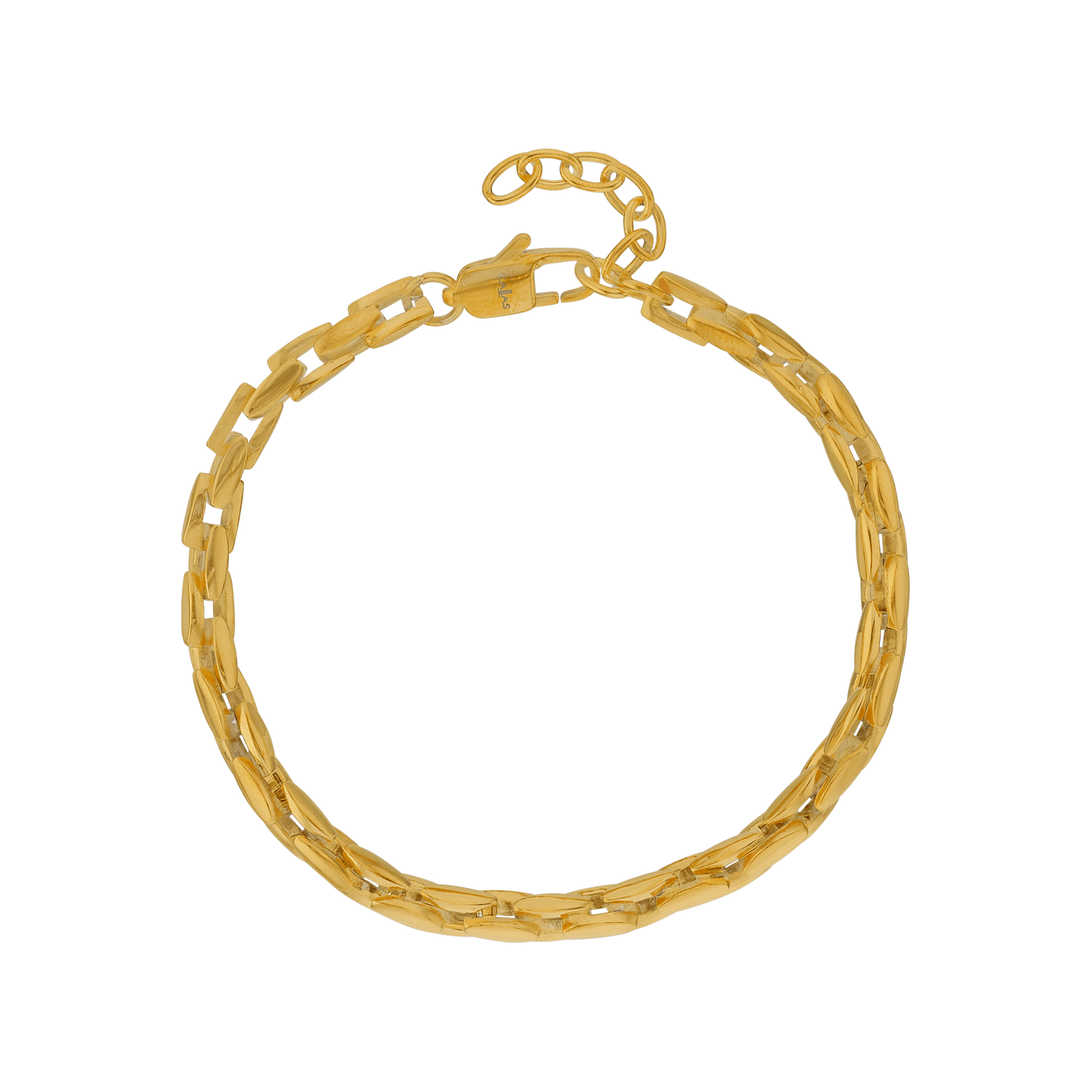 Bracelet Callas en acier doré maille fantaisie, 19 cm avec rallonge de 3 cm